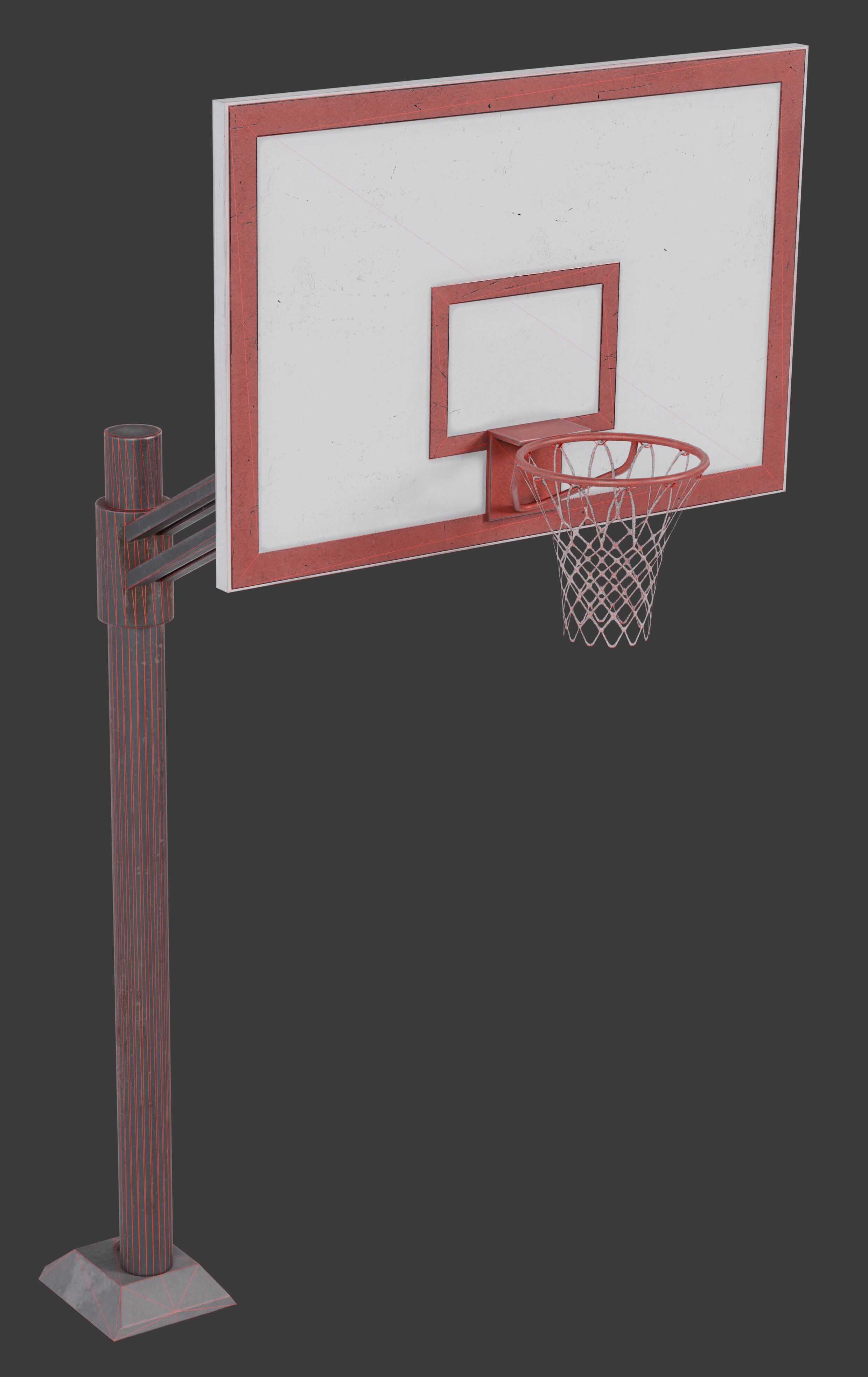 Basketball hoop Low-poly 3D model_12