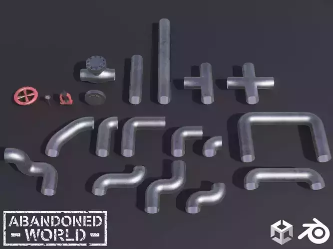 Modular Pipe Elements Low-poly 3D model