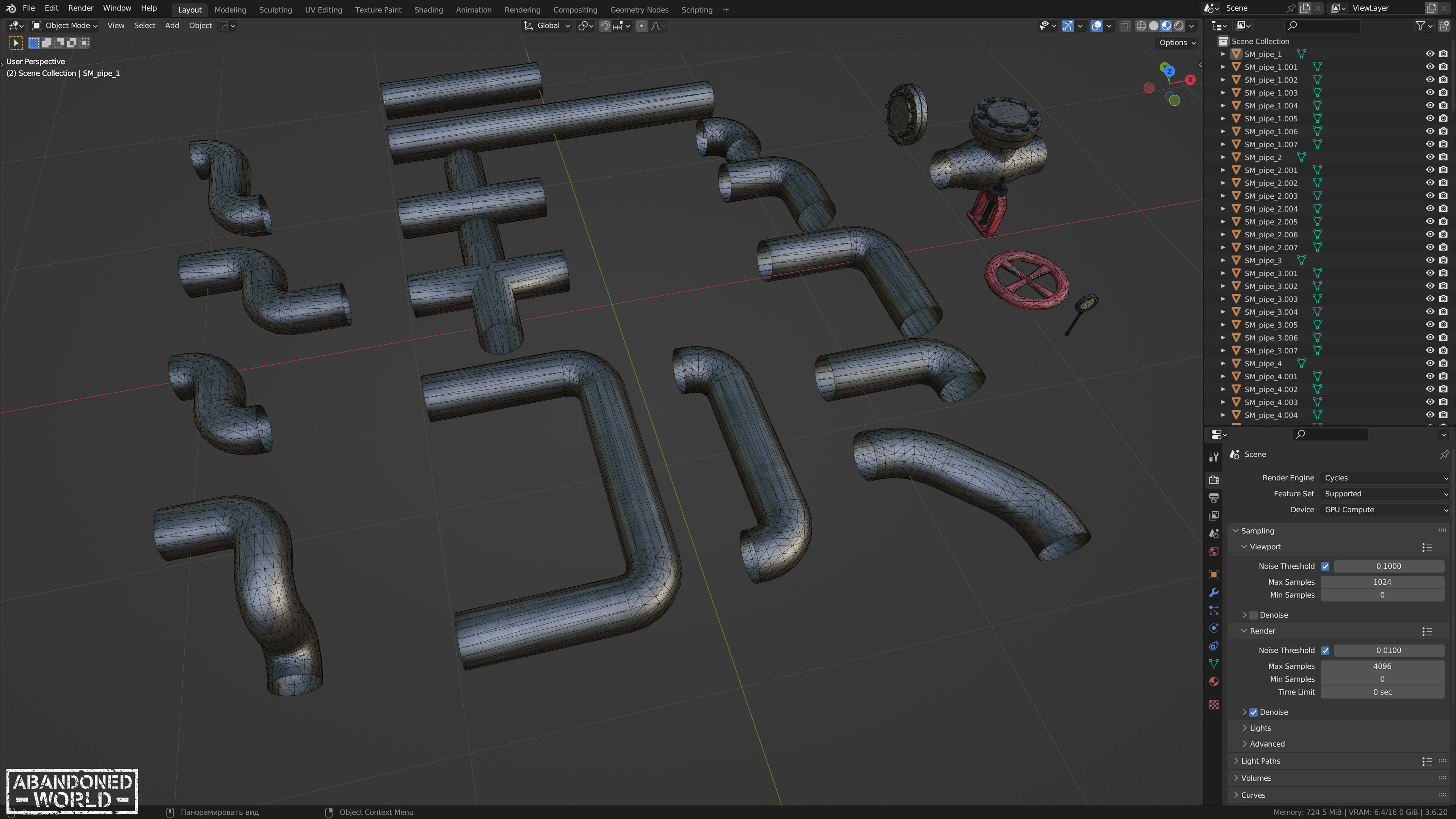 Modular Pipe Elements Low-poly 3D model_12
