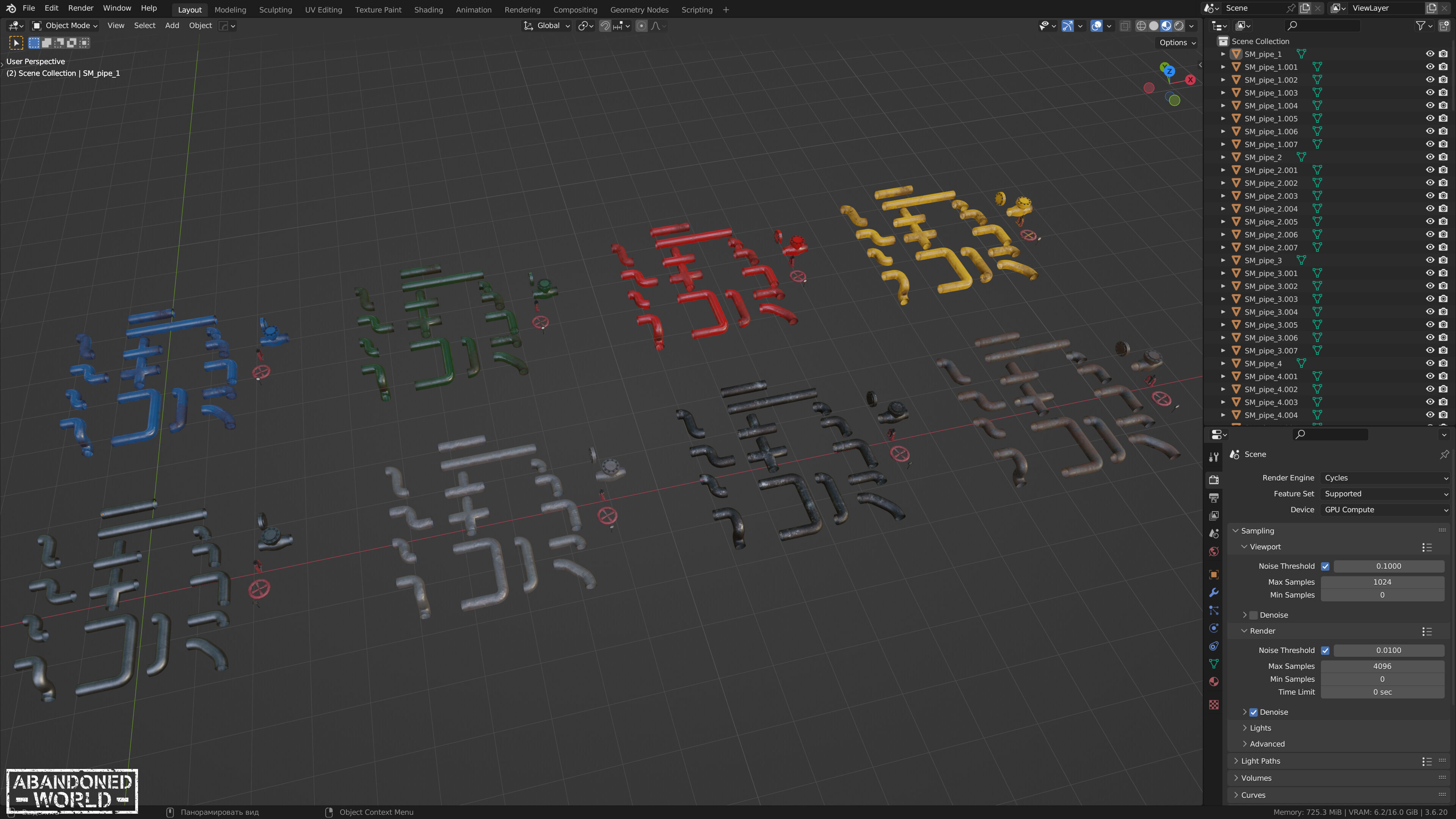 Modular Pipe Elements Low-poly 3D model_11