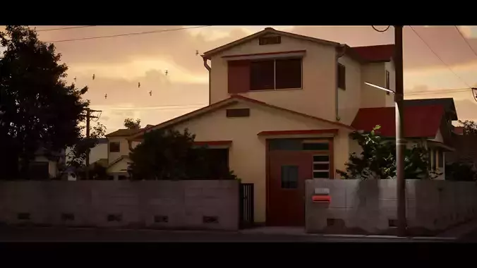 Doraemon House Exterior Free low-poly 3D model