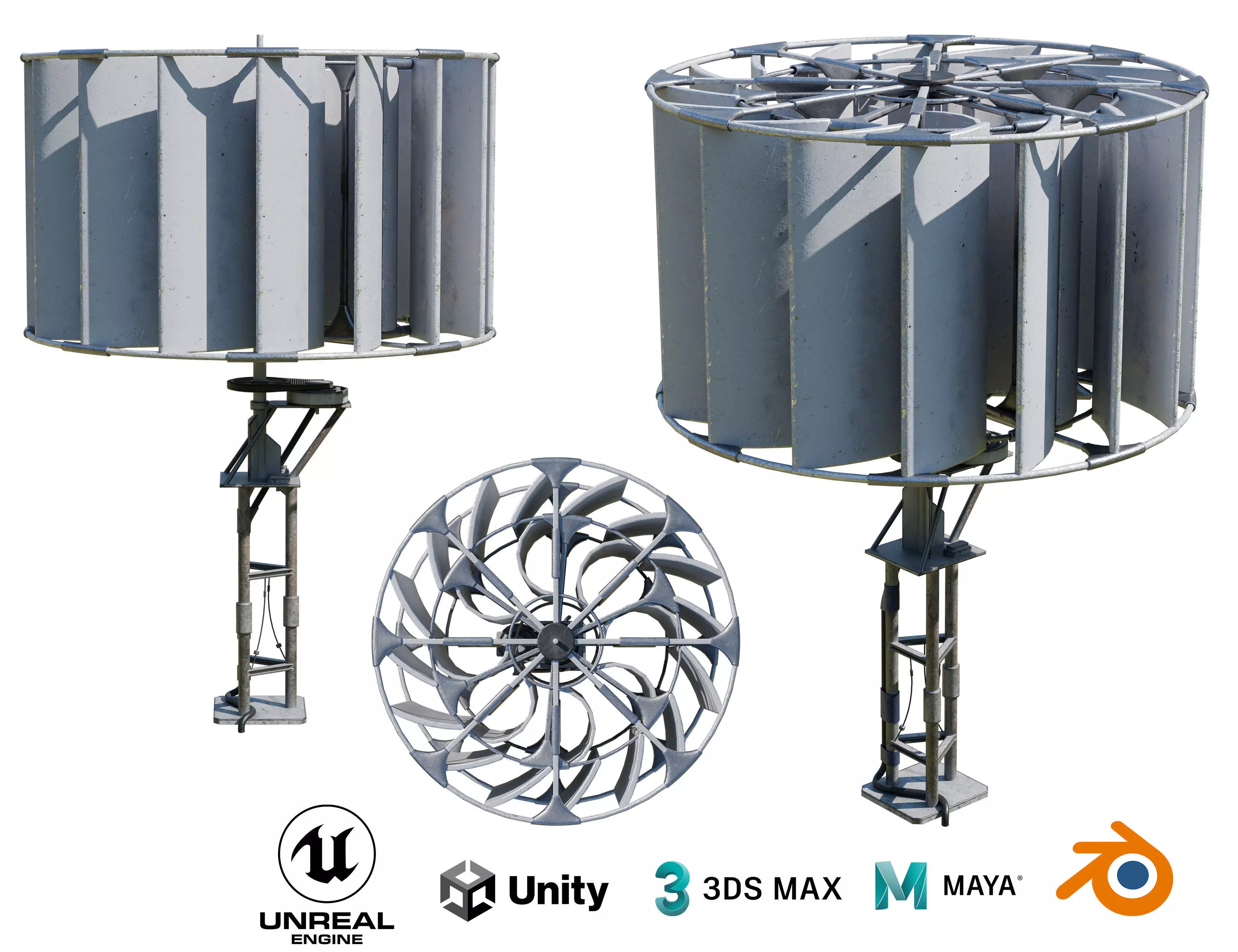 Wind turbine Low-poly 3D model