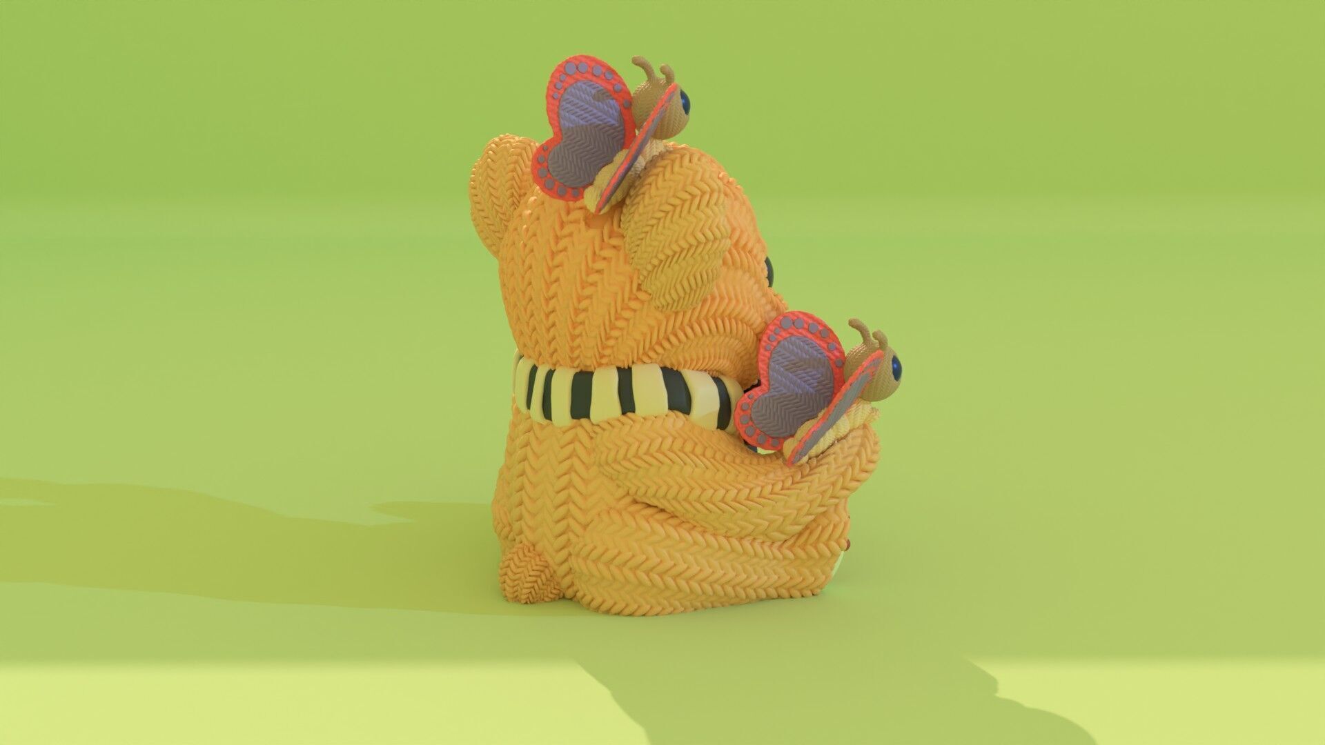 Crochet Teddy with Butterflies - painted 3mf 3D print model_10