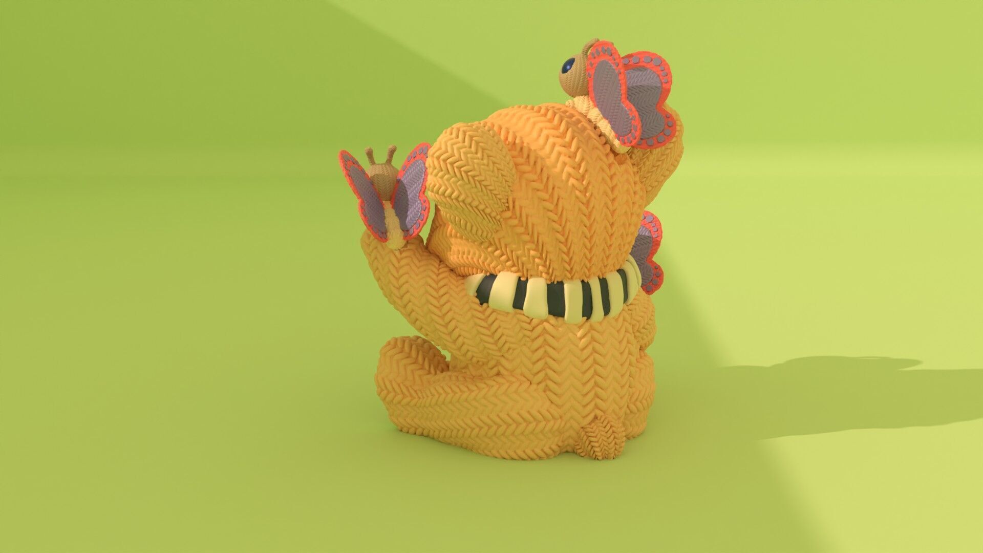 Crochet Teddy with Butterflies - painted 3mf 3D print model_9