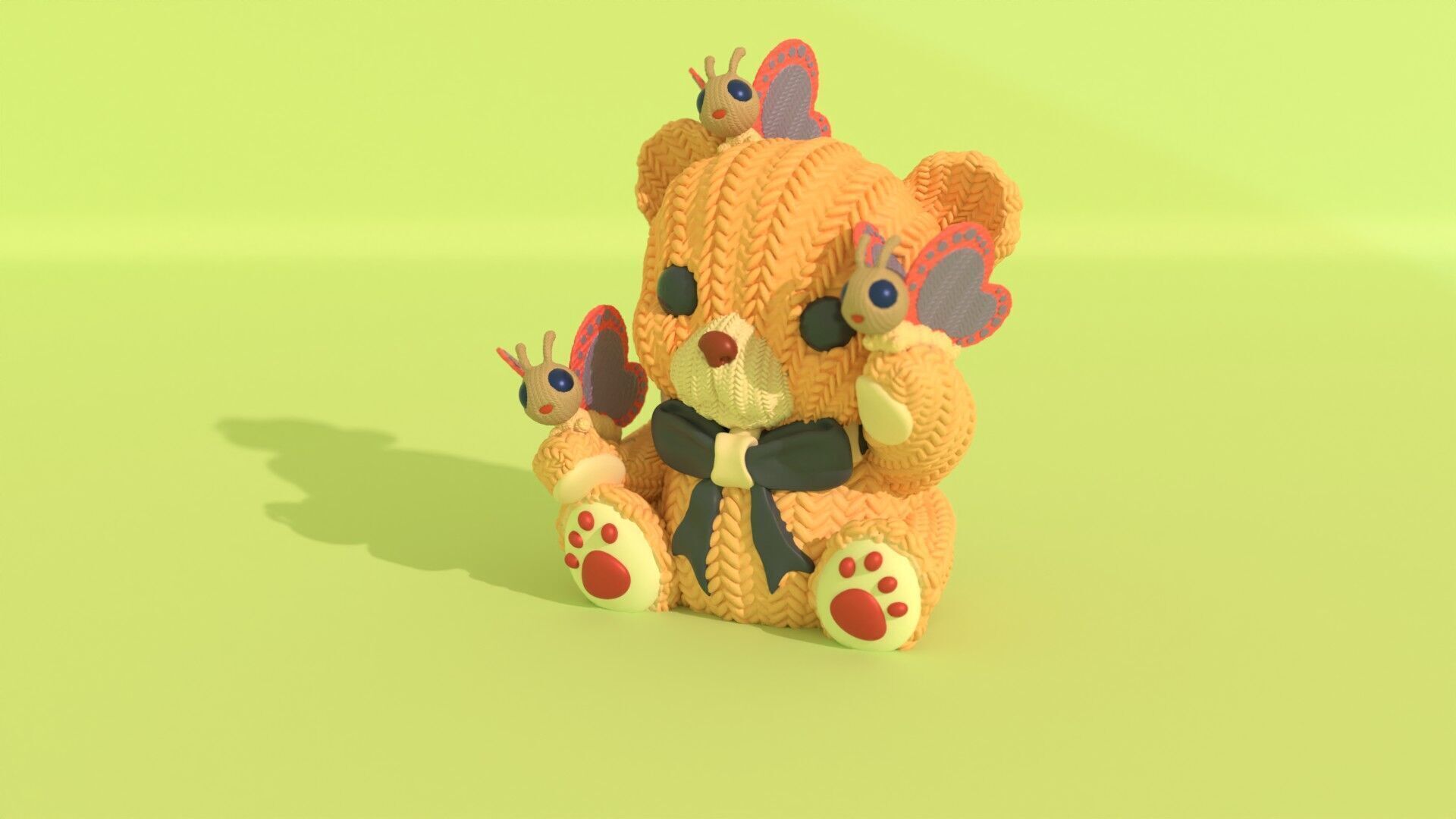 Crochet Teddy with Butterflies - painted 3mf 3D print model_7