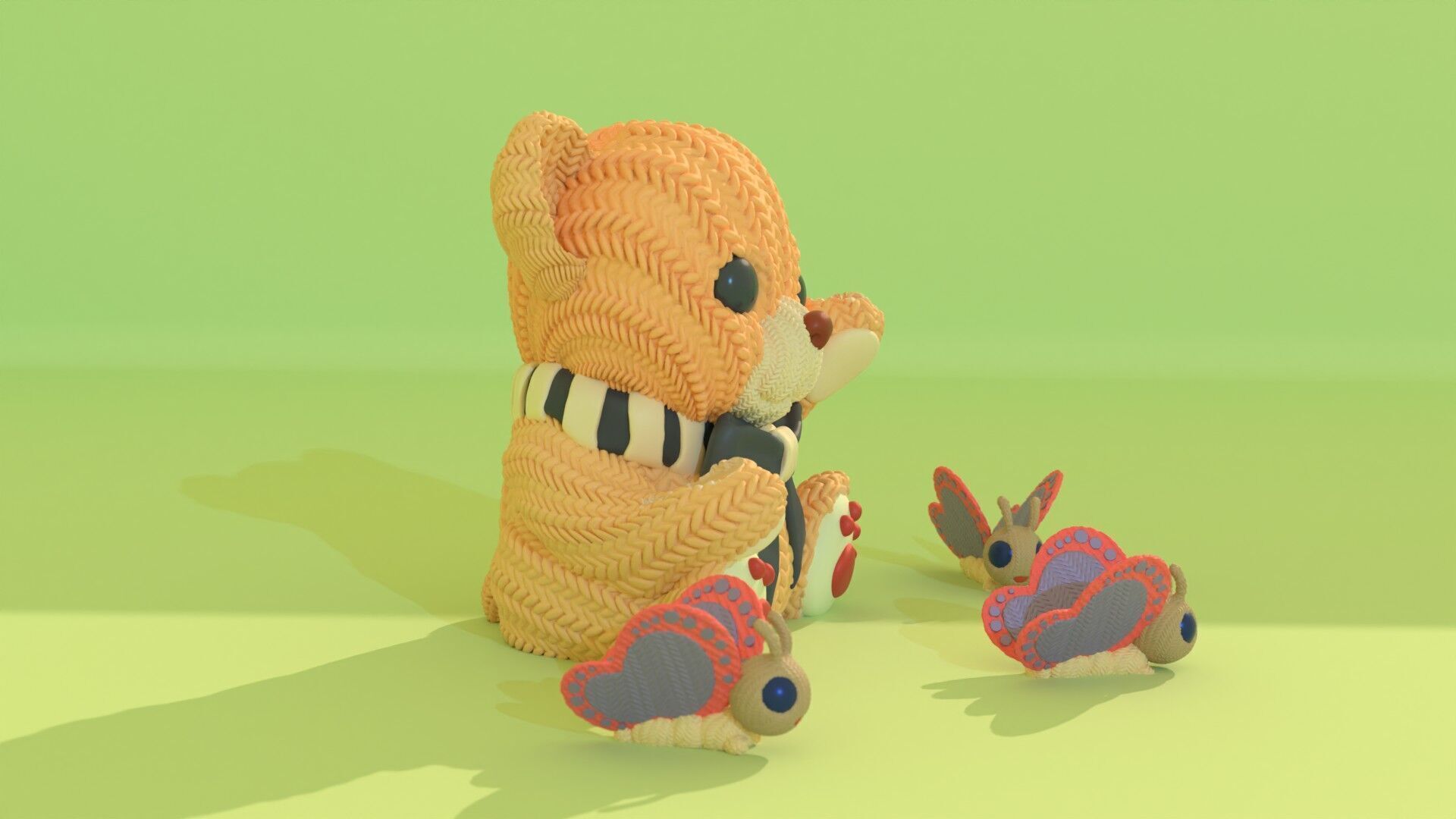 Crochet Teddy with Butterflies - painted 3mf 3D print model_3