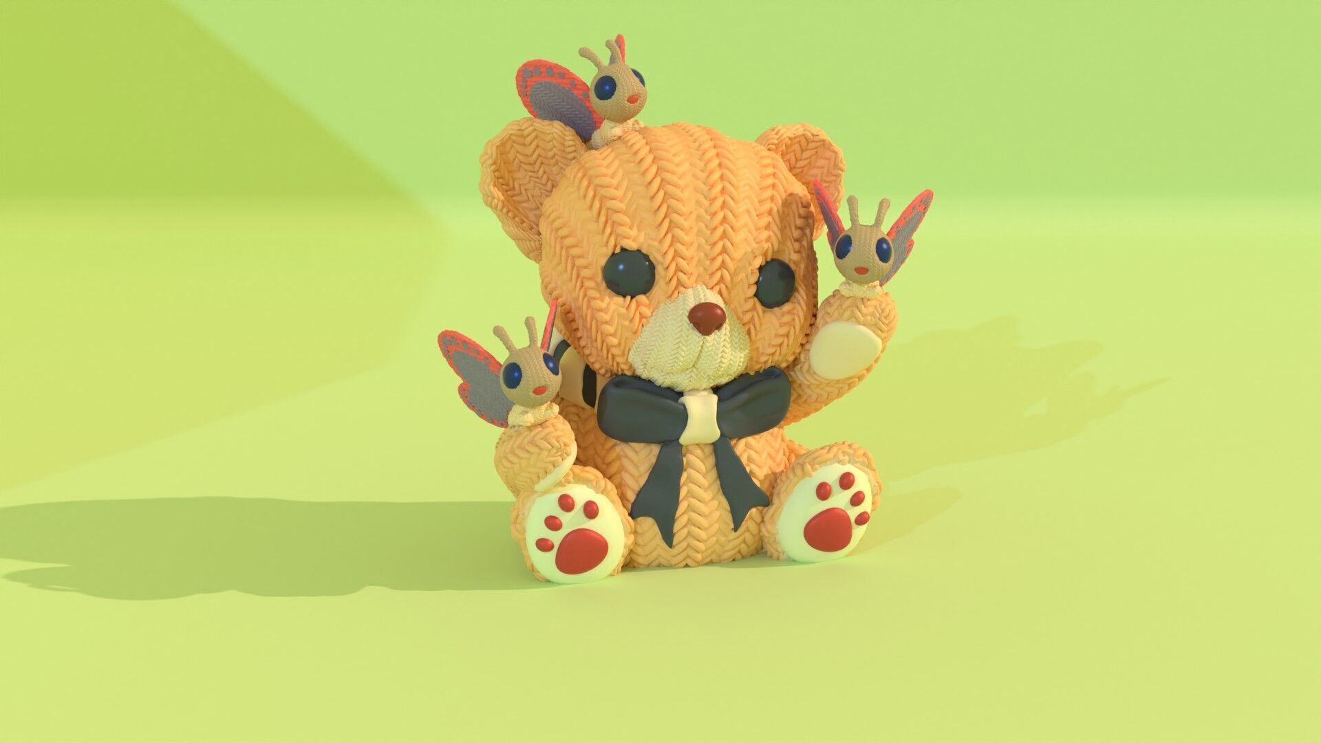 Crochet Teddy with Butterflies - painted 3mf 3D print model_12