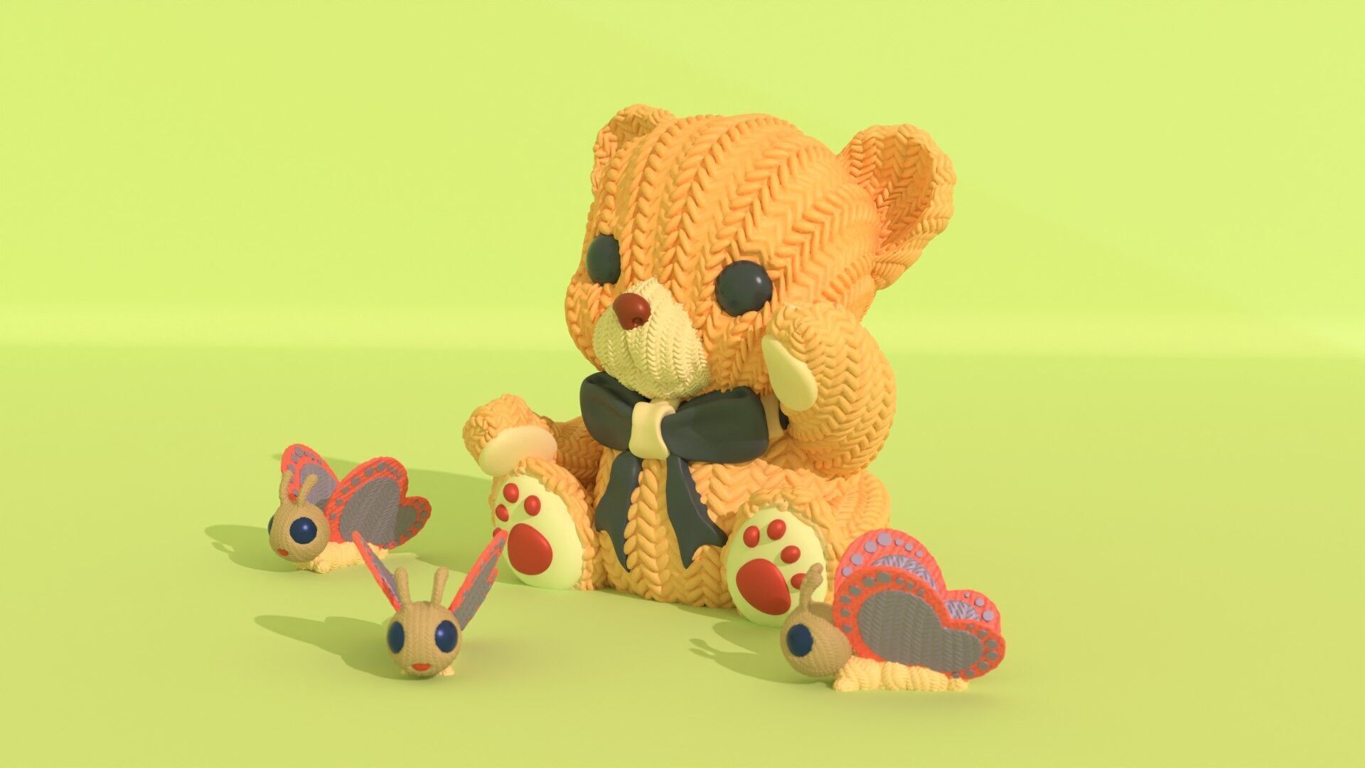 Crochet Teddy with Butterflies - painted 3mf 3D print model_14