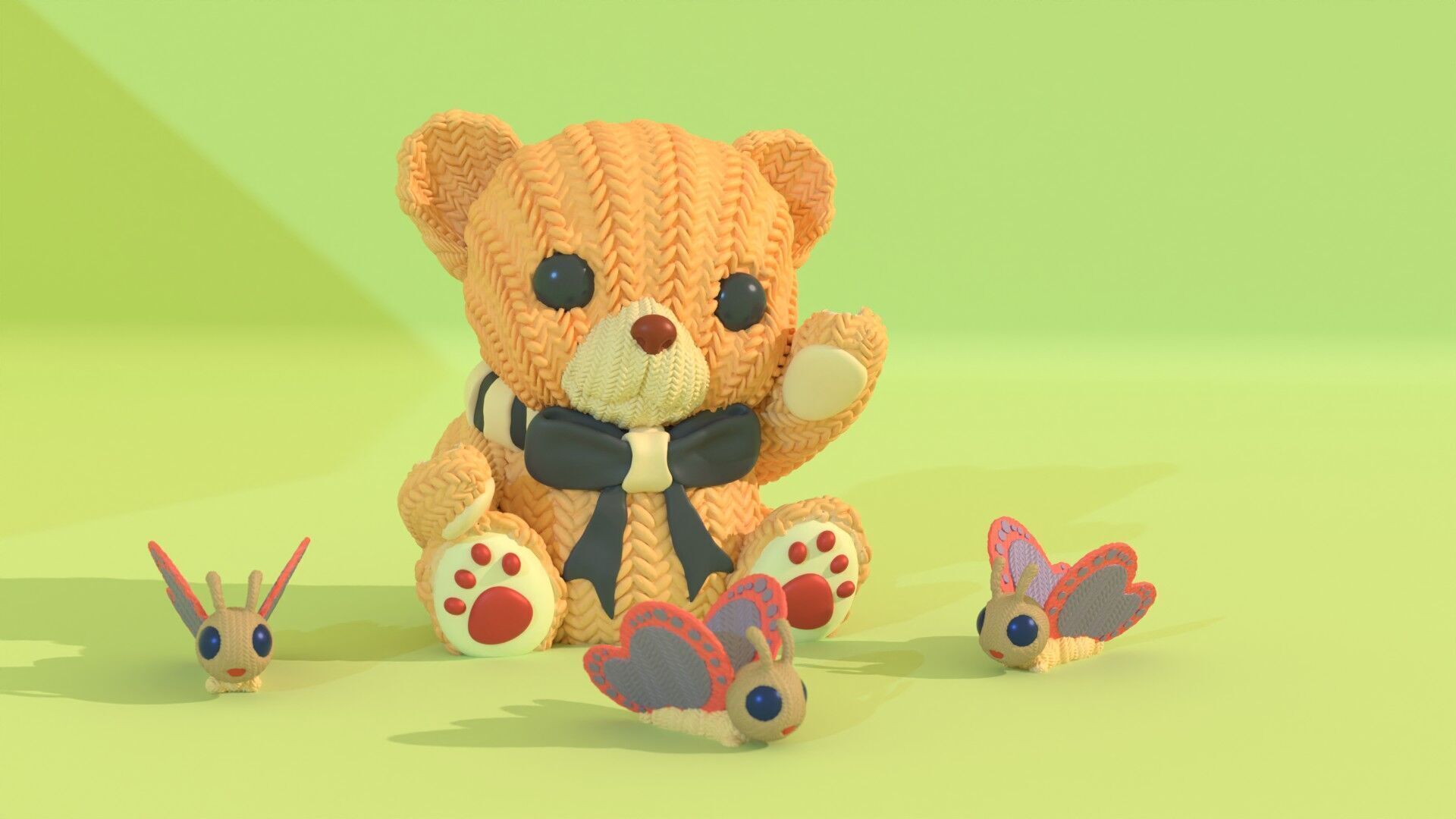 Crochet Teddy with Butterflies - painted 3mf 3D print model_13