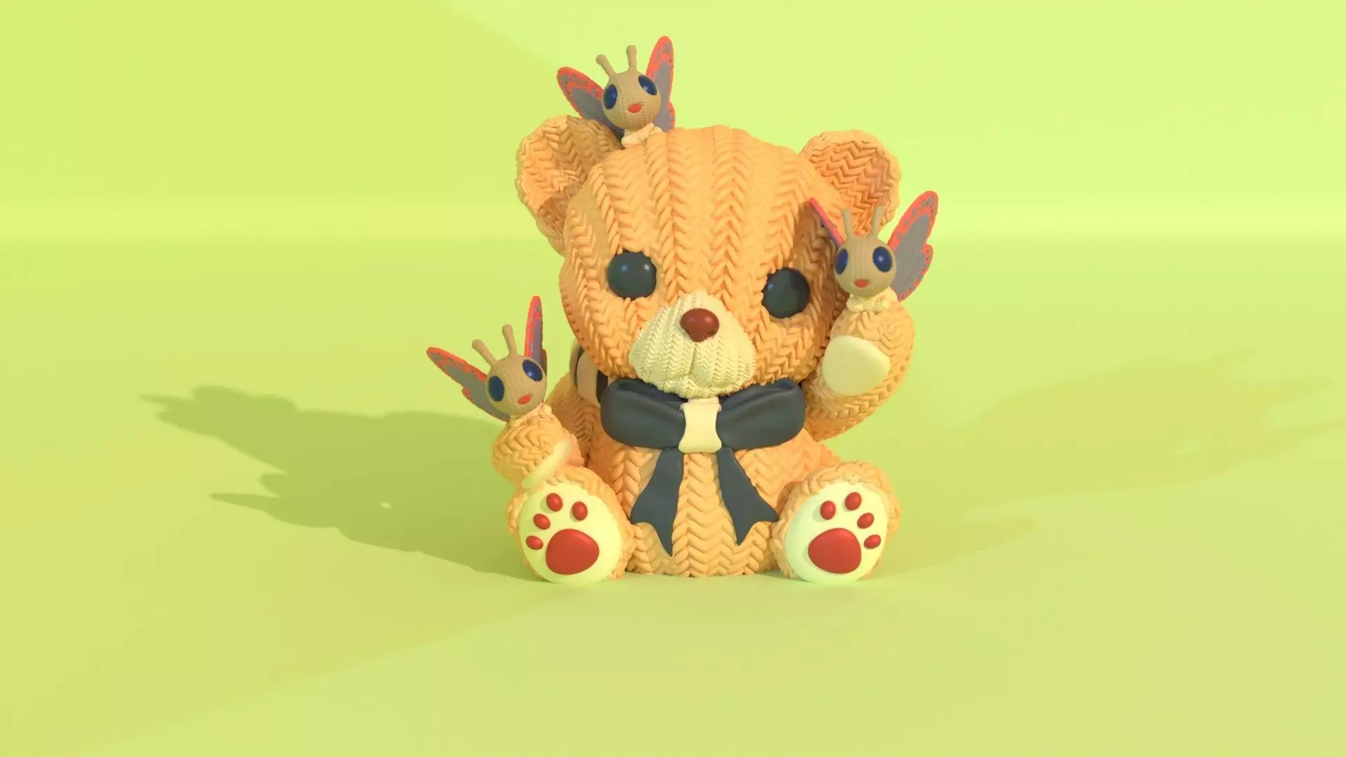 Crochet Teddy with Butterflies - painted 3mf 3D print model_0