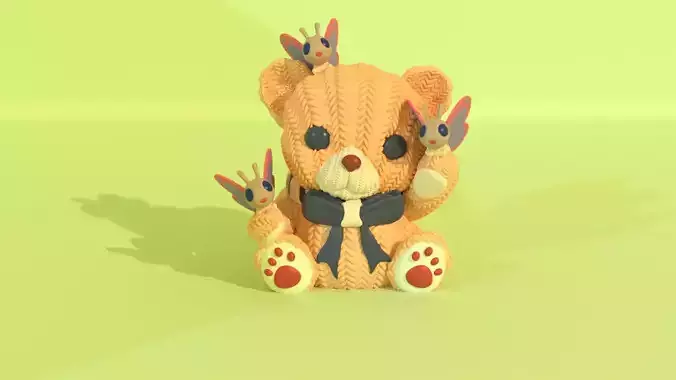 Crochet Teddy with Butterflies - painted 3mf 3D print model