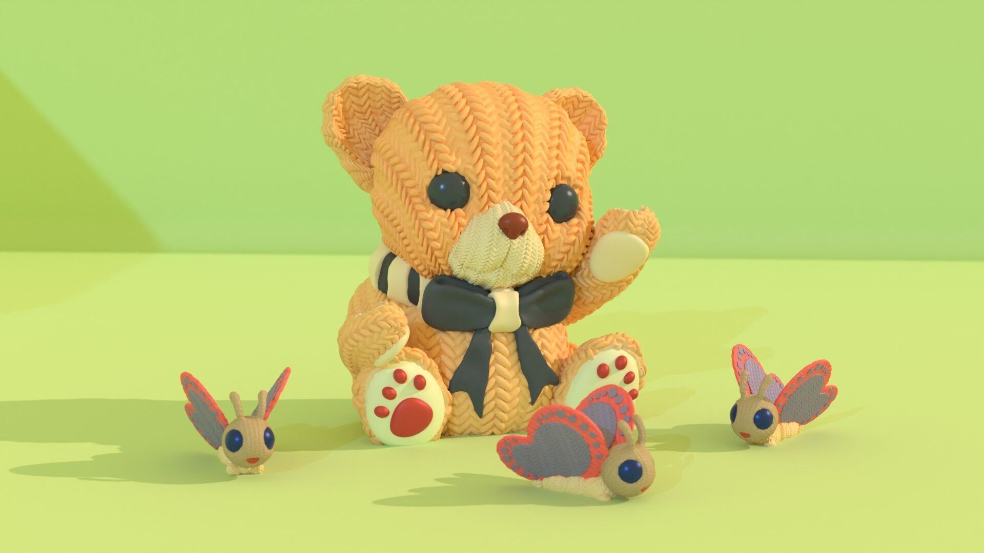 Crochet Teddy with Butterflies - painted 3mf 3D print model_4