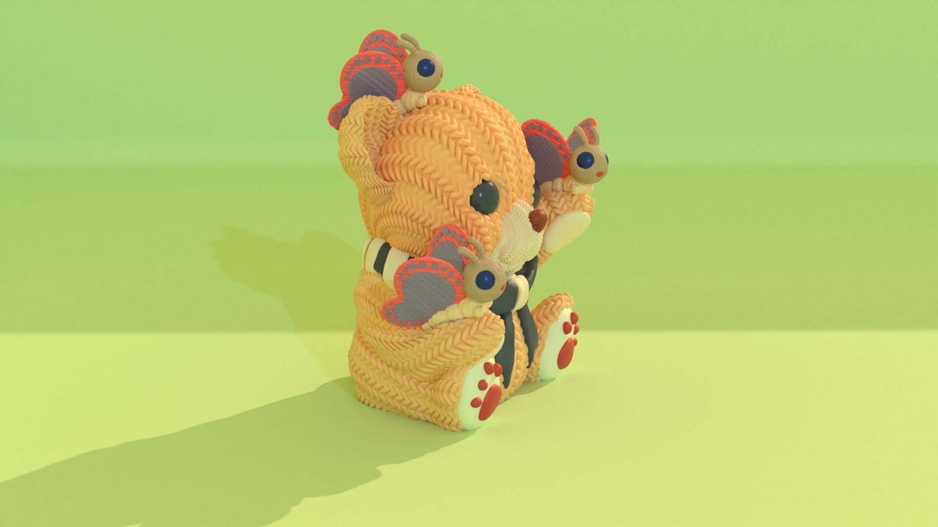 Crochet Teddy with Butterflies - painted 3mf 3D print model_11