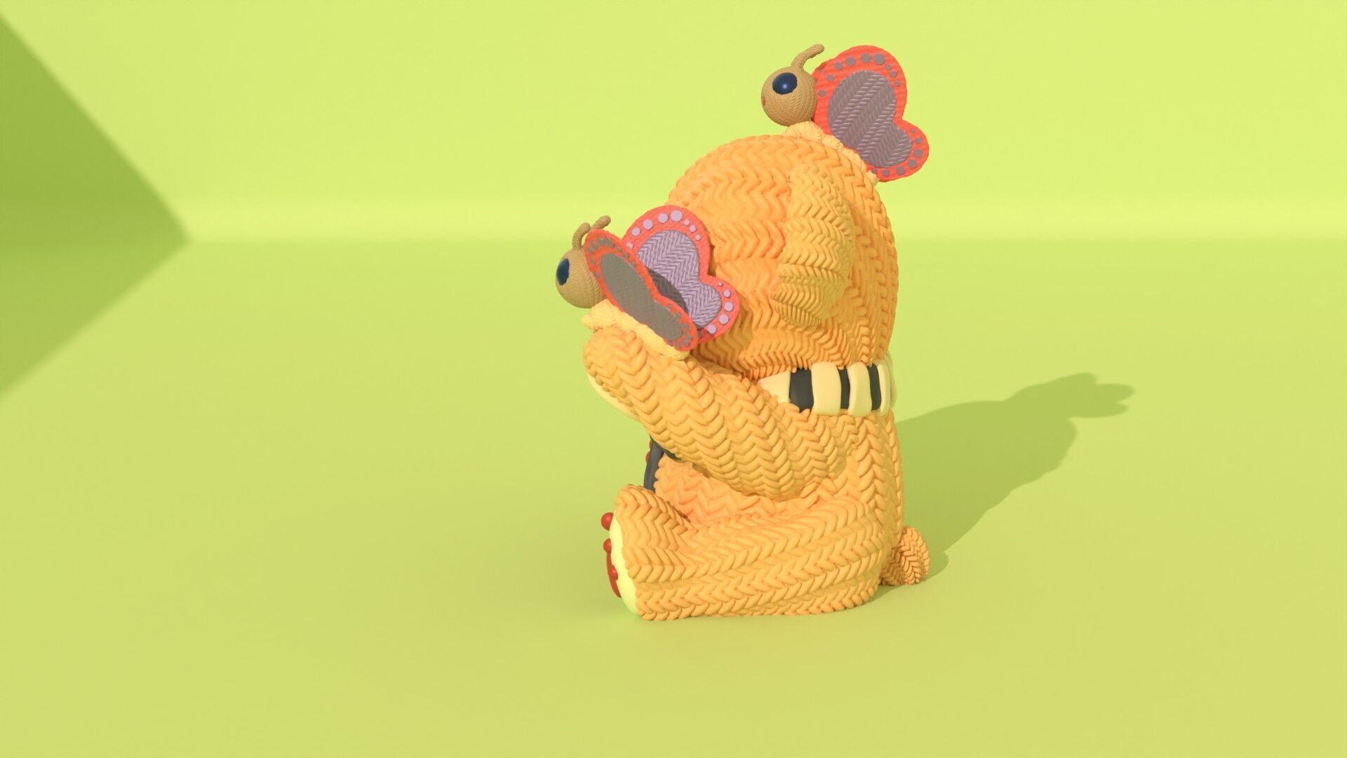 Crochet Teddy with Butterflies - painted 3mf 3D print model_8