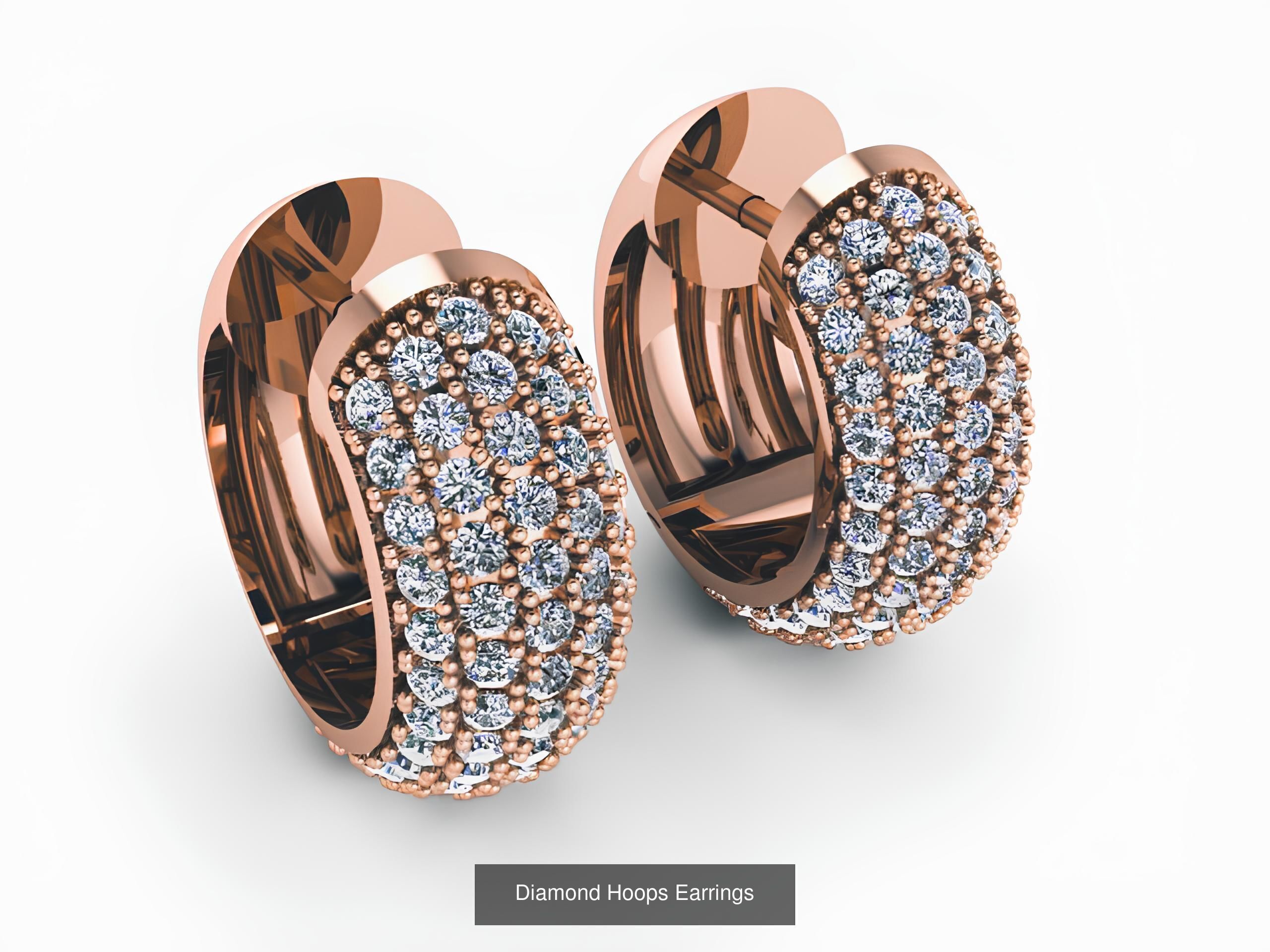 42 Diamond Hoops Earrings 3D print model 3D Model Collection_8