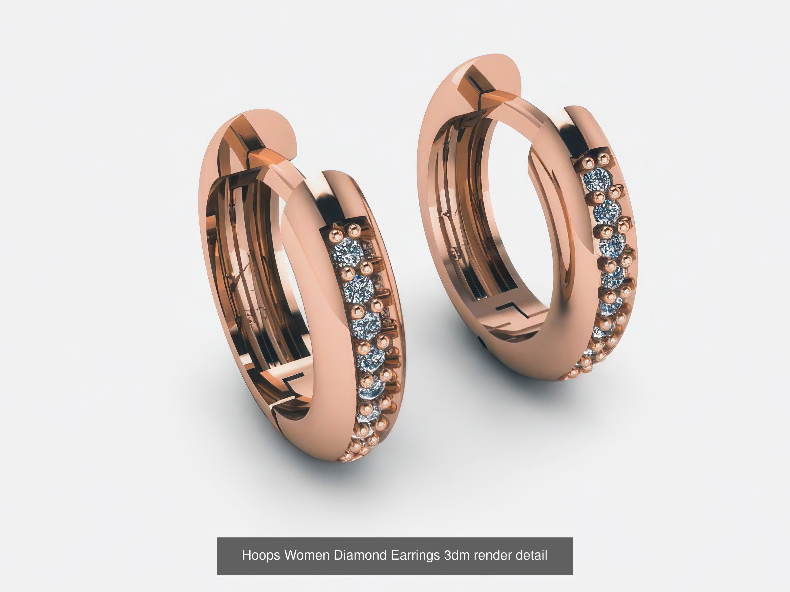 42 Diamond Hoops Earrings 3D print model 3D Model Collection_3