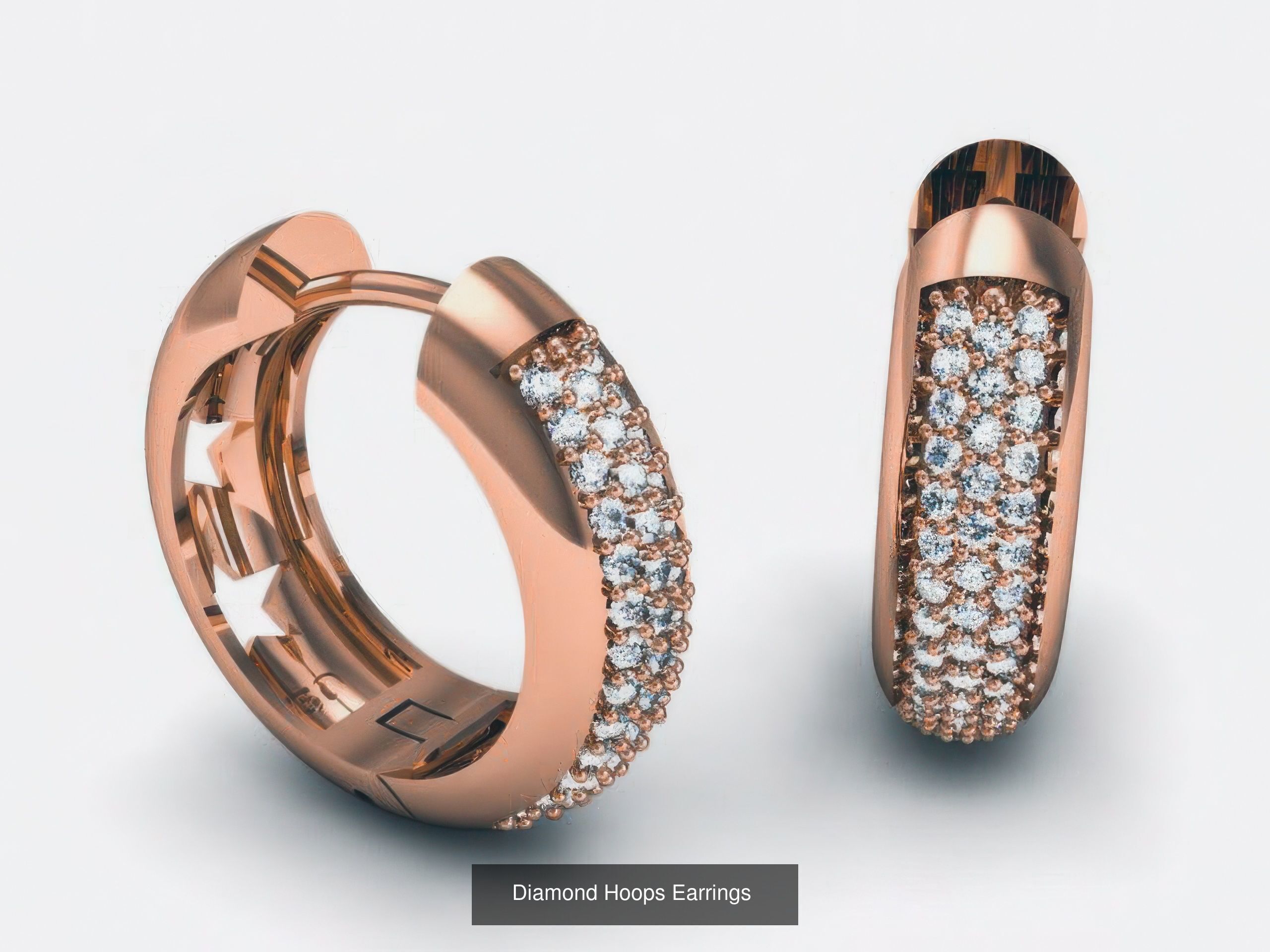 42 Diamond Hoops Earrings 3D print model 3D Model Collection_19