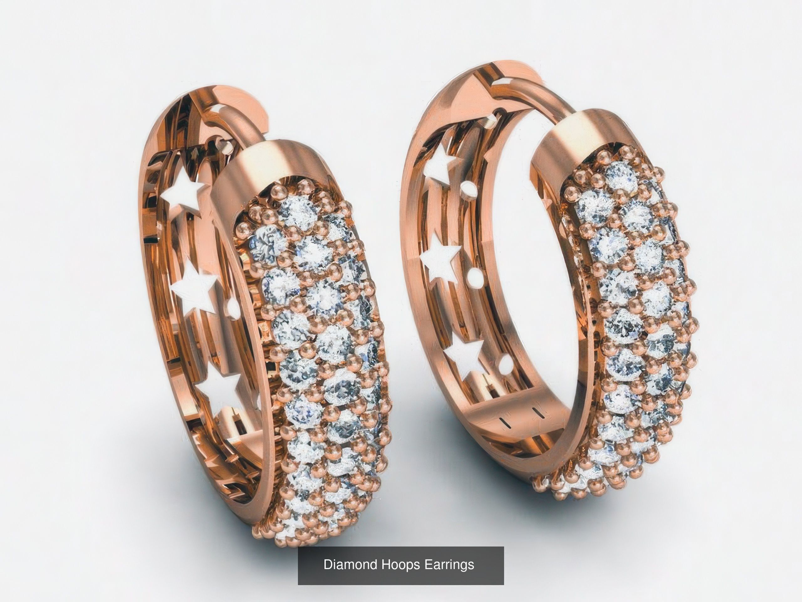 42 Diamond Hoops Earrings 3D print model 3D Model Collection_16