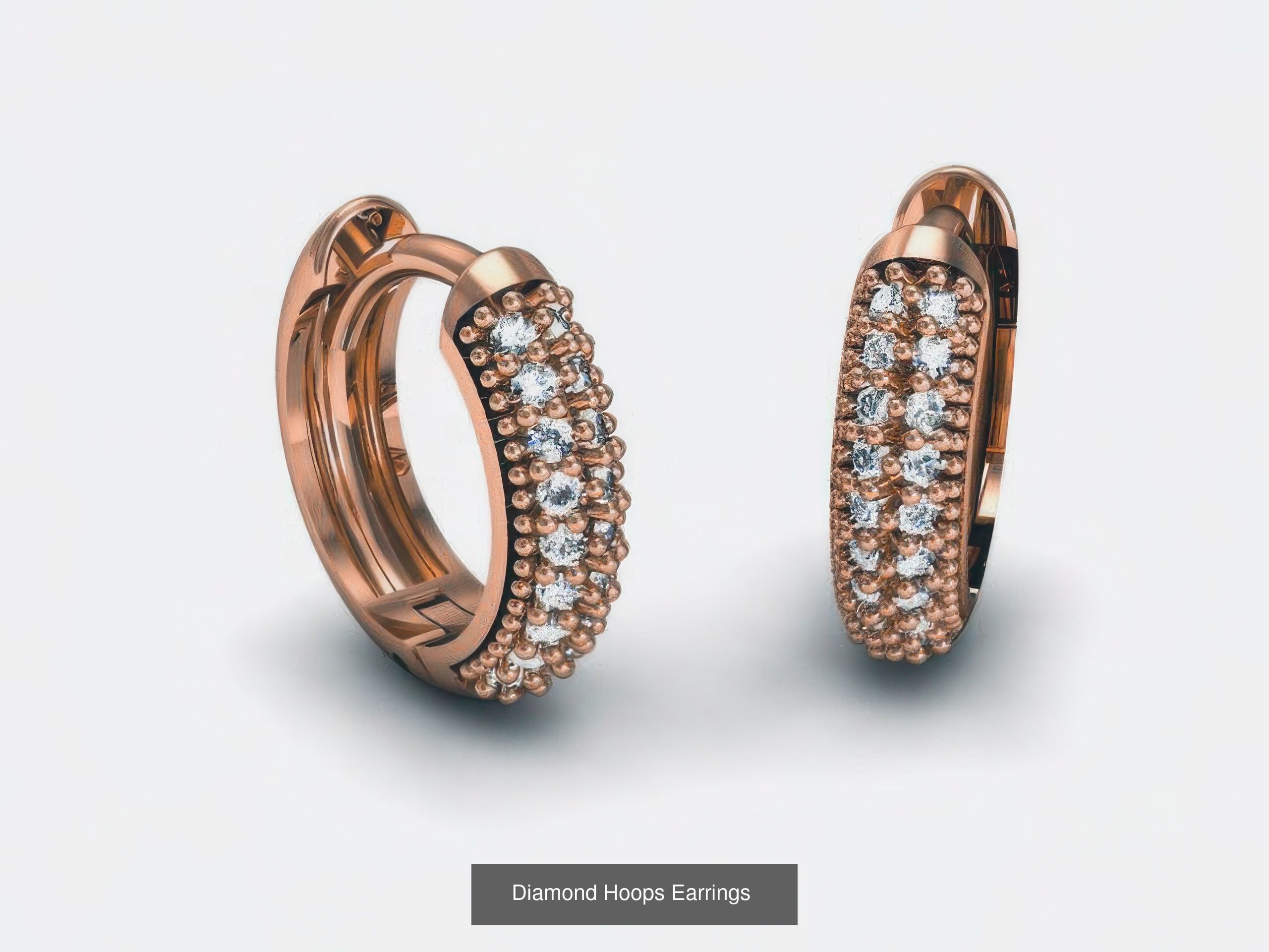 42 Diamond Hoops Earrings 3D print model 3D Model Collection_24