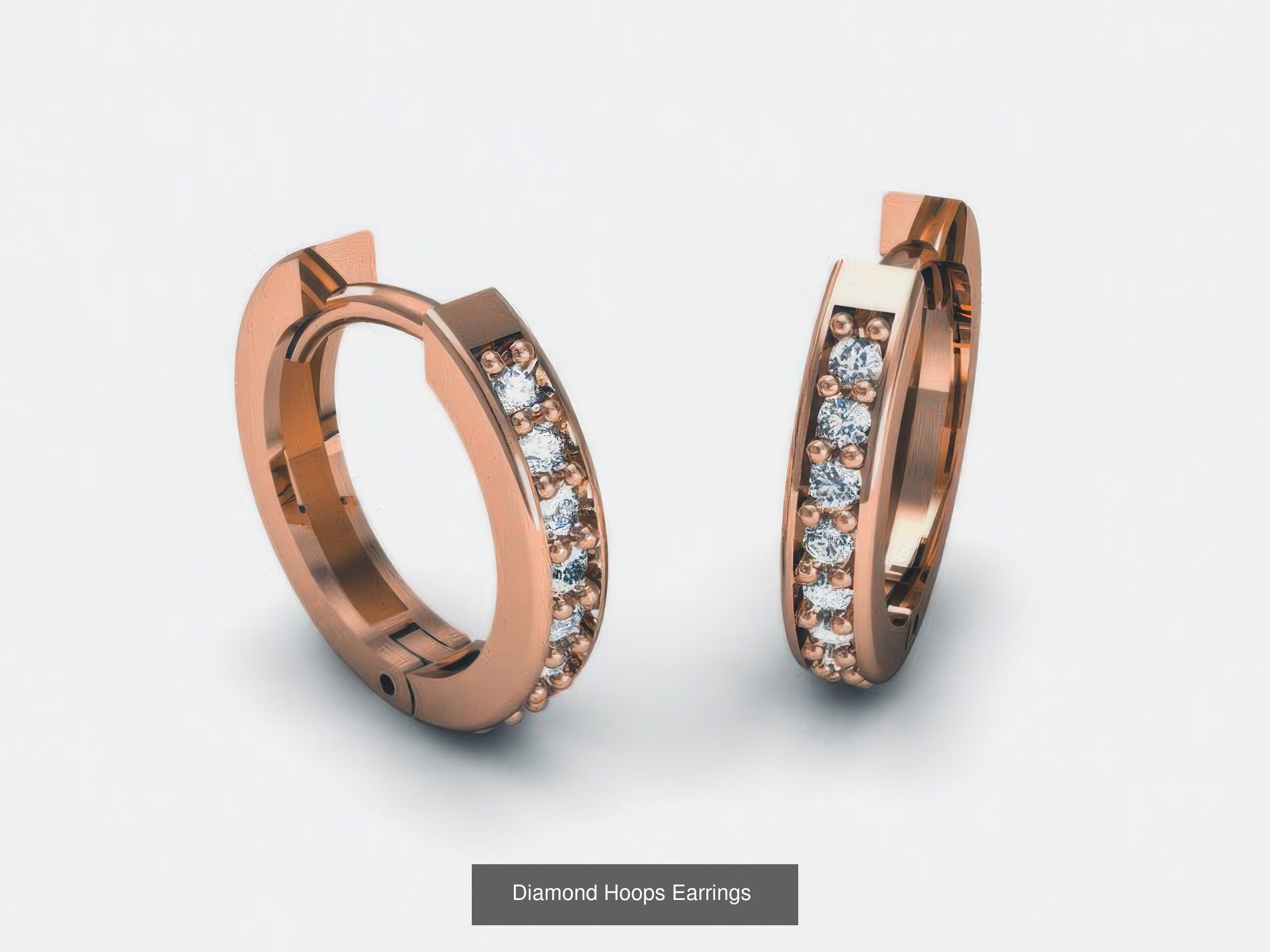 42 Diamond Hoops Earrings 3D print model 3D Model Collection_26