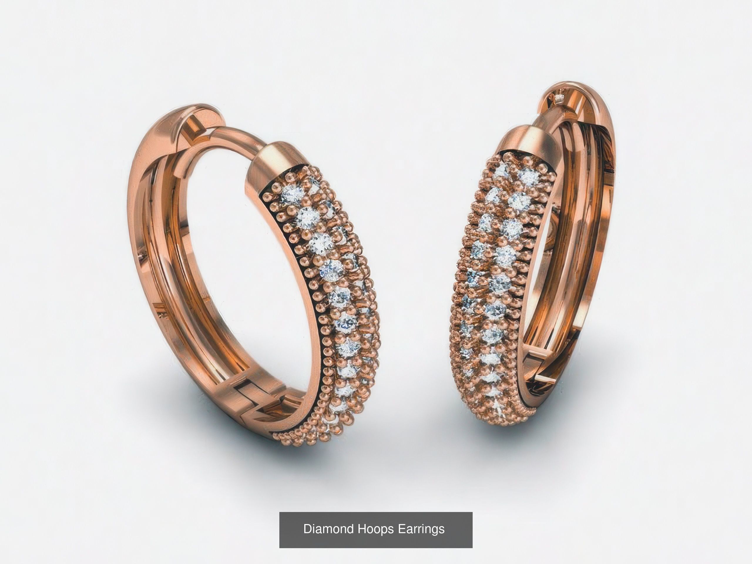 42 Diamond Hoops Earrings 3D print model 3D Model Collection_23