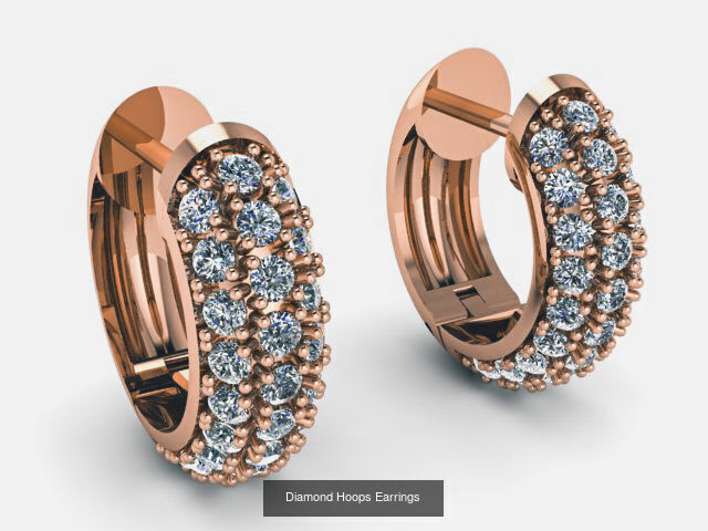 42 Diamond Hoops Earrings 3D print model 3D Model Collection_29