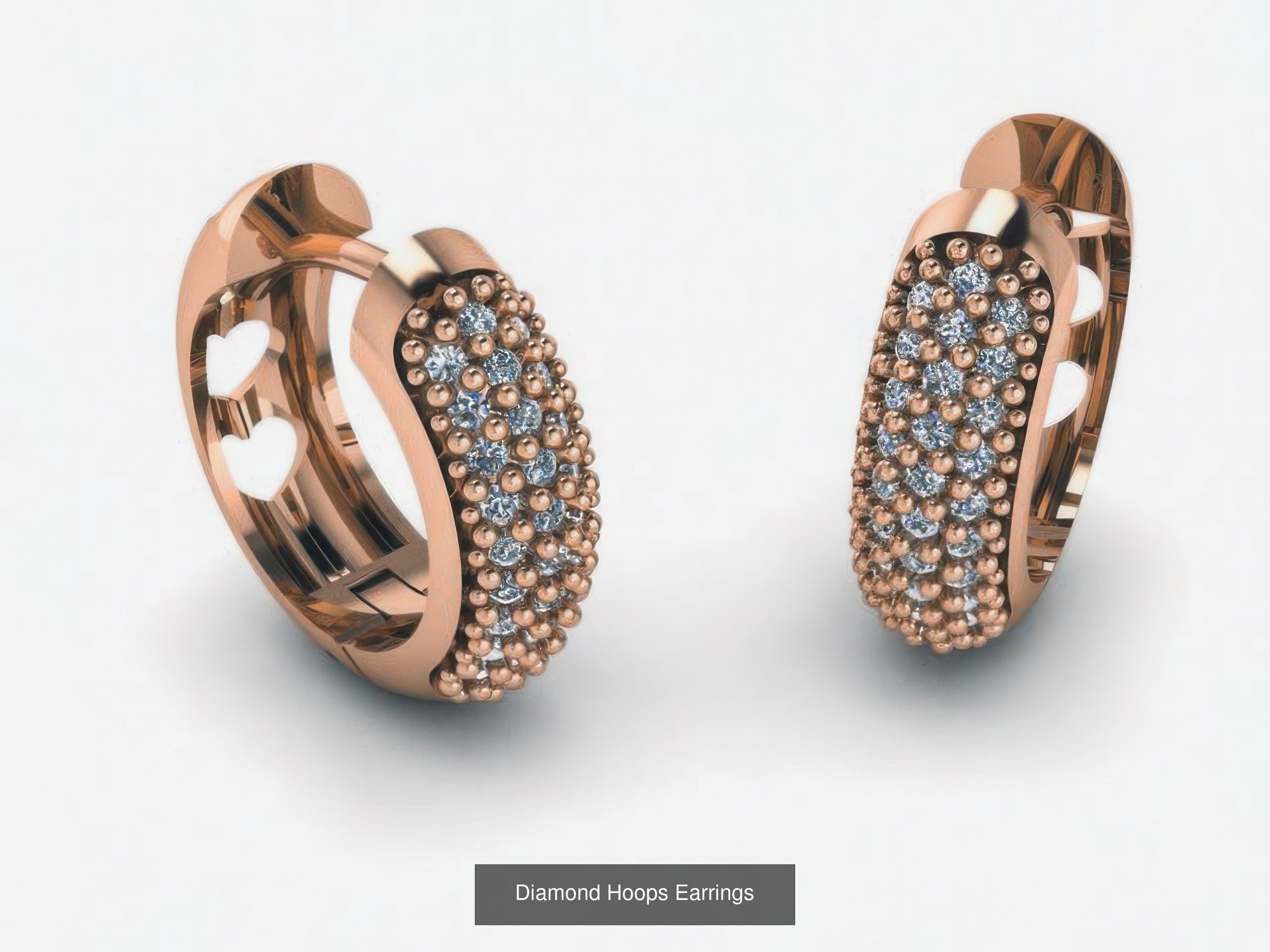 42 Diamond Hoops Earrings 3D print model 3D Model Collection_12