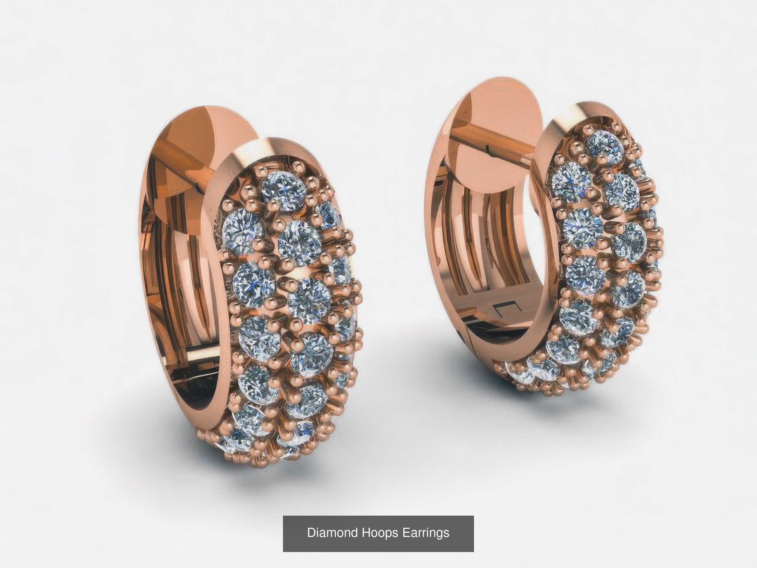 42 Diamond Hoops Earrings 3D print model 3D Model Collection_30