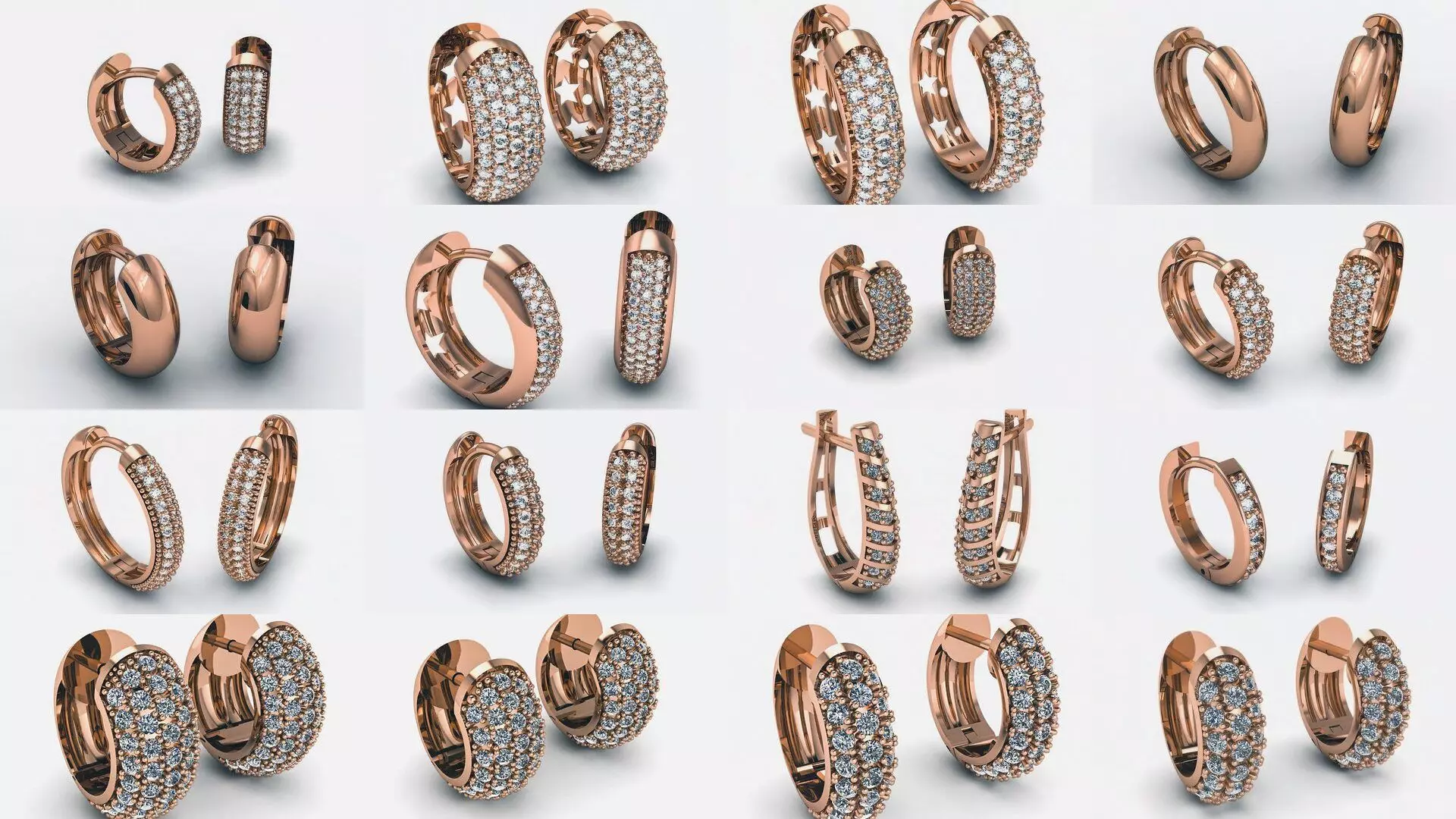 42 Diamond Hoops Earrings 3D print model 3D Model Collection_0