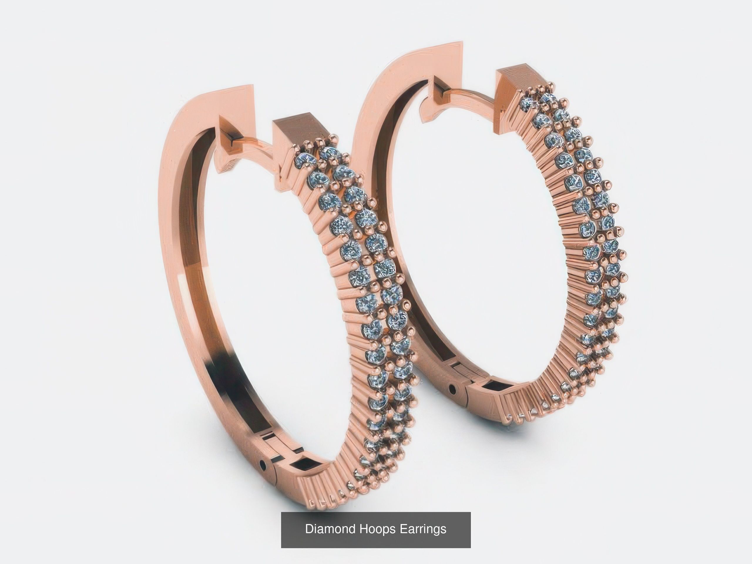 42 Diamond Hoops Earrings 3D print model 3D Model Collection_9