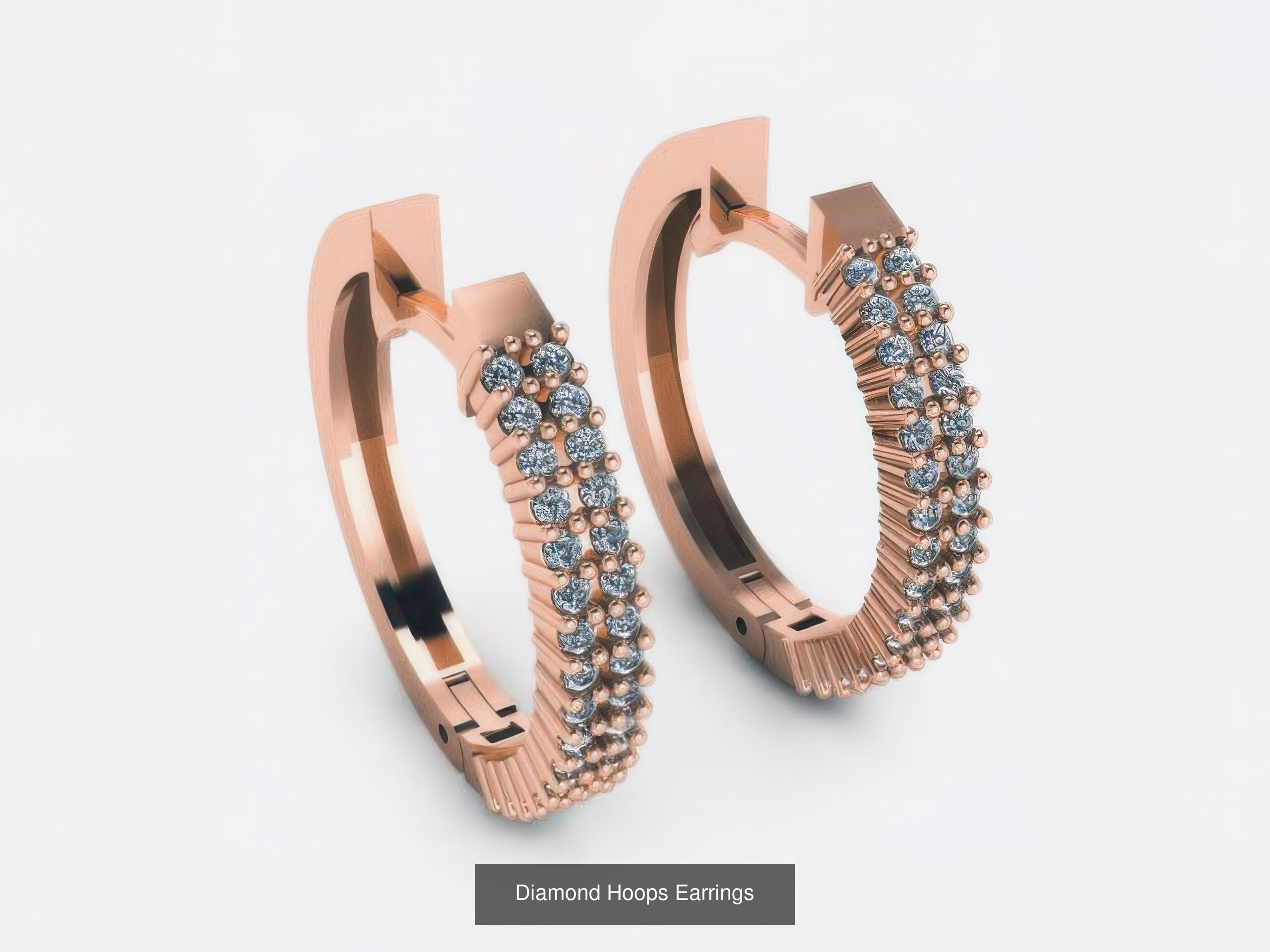 42 Diamond Hoops Earrings 3D print model 3D Model Collection_10