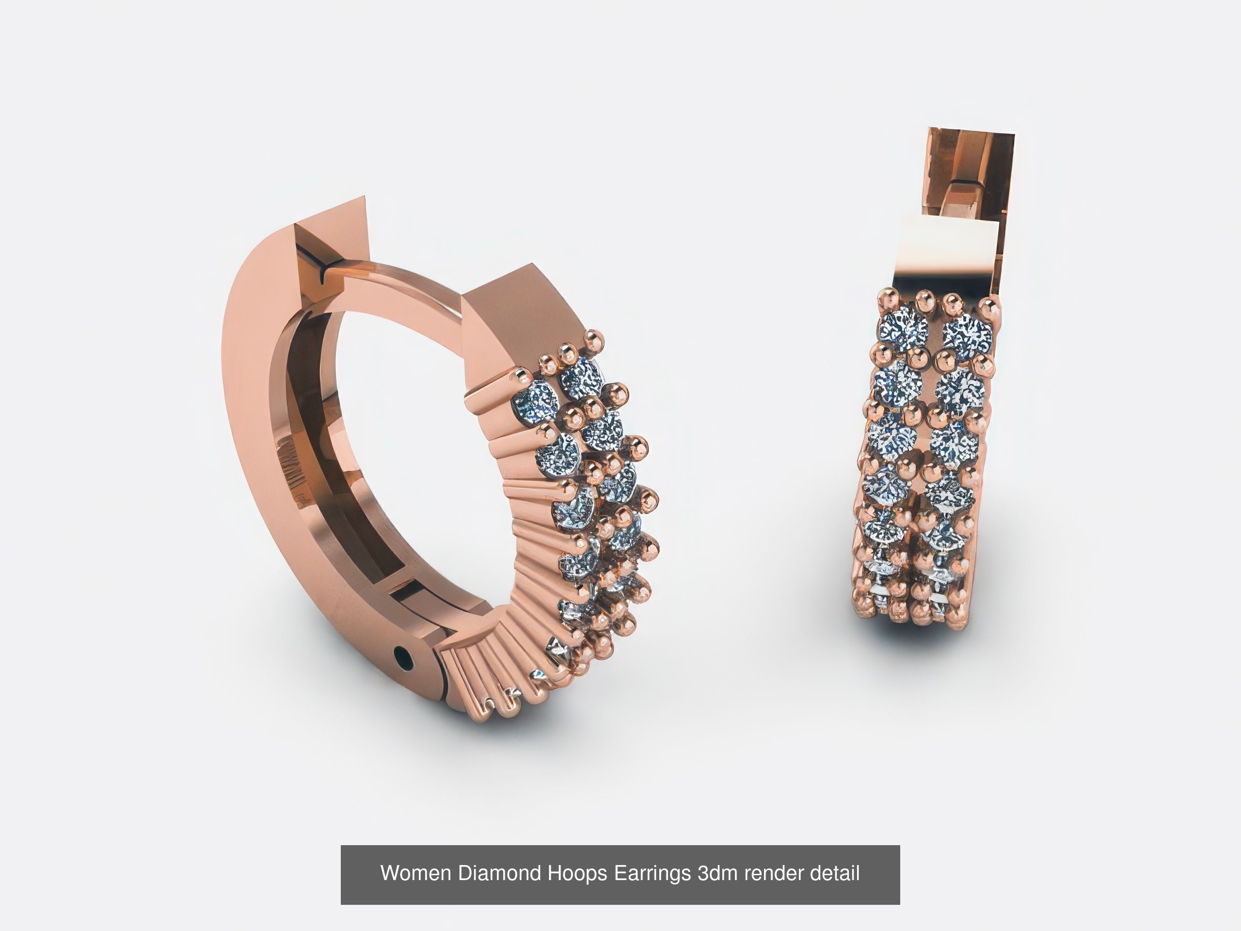 42 Diamond Hoops Earrings 3D print model 3D Model Collection_2