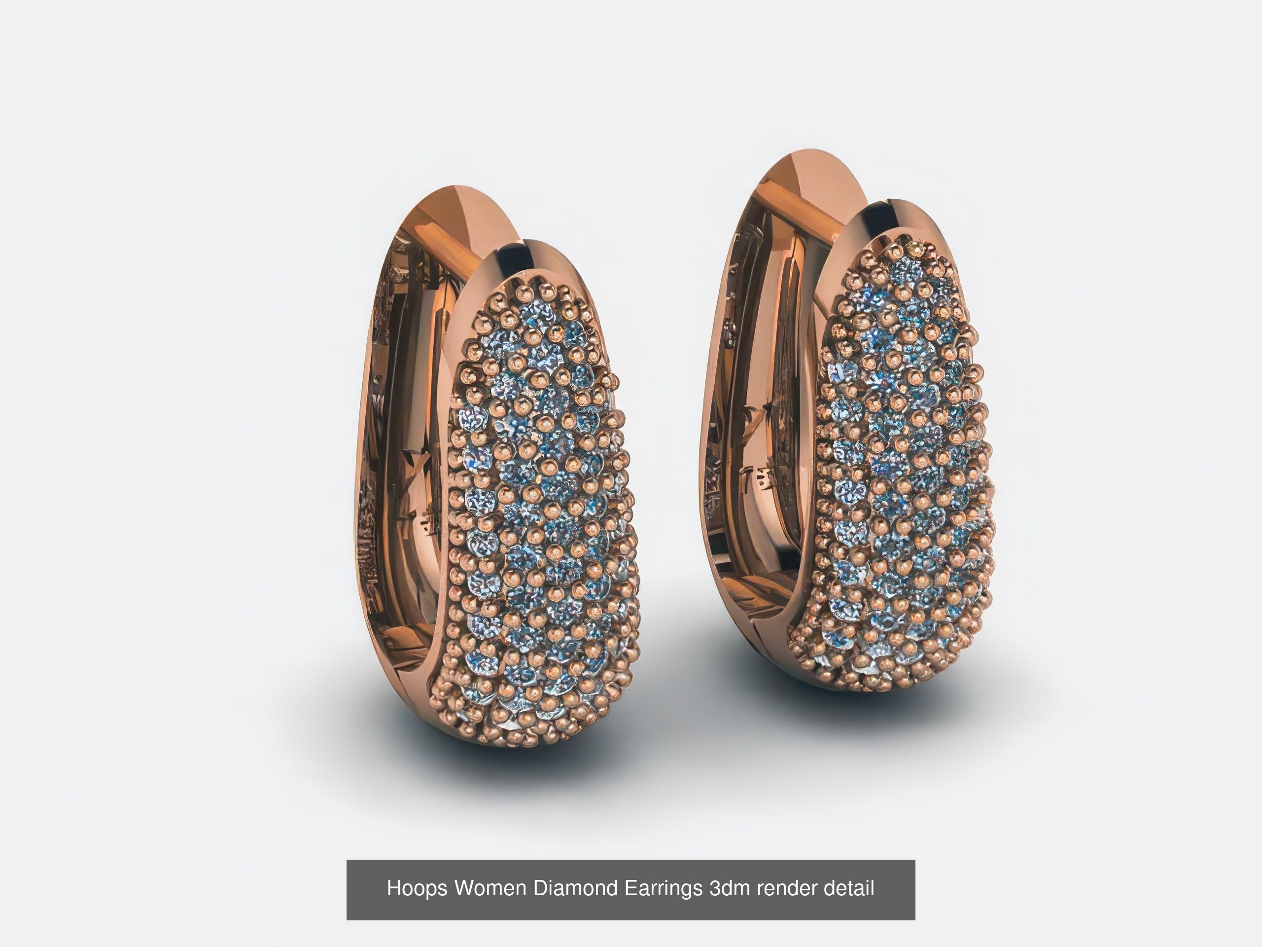 42 Diamond Hoops Earrings 3D print model 3D Model Collection_1