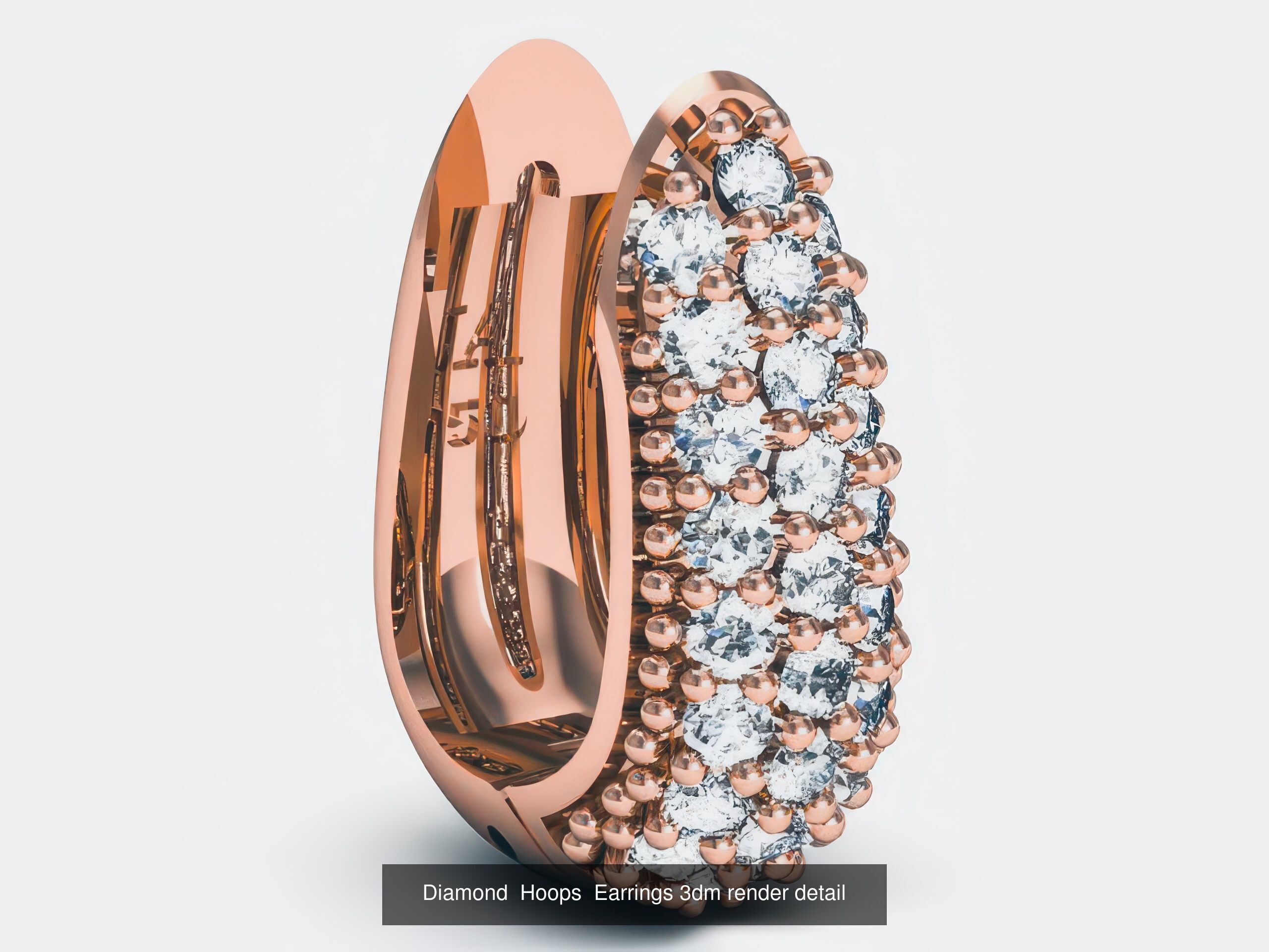 42 Diamond Hoops Earrings 3D print model 3D Model Collection_42