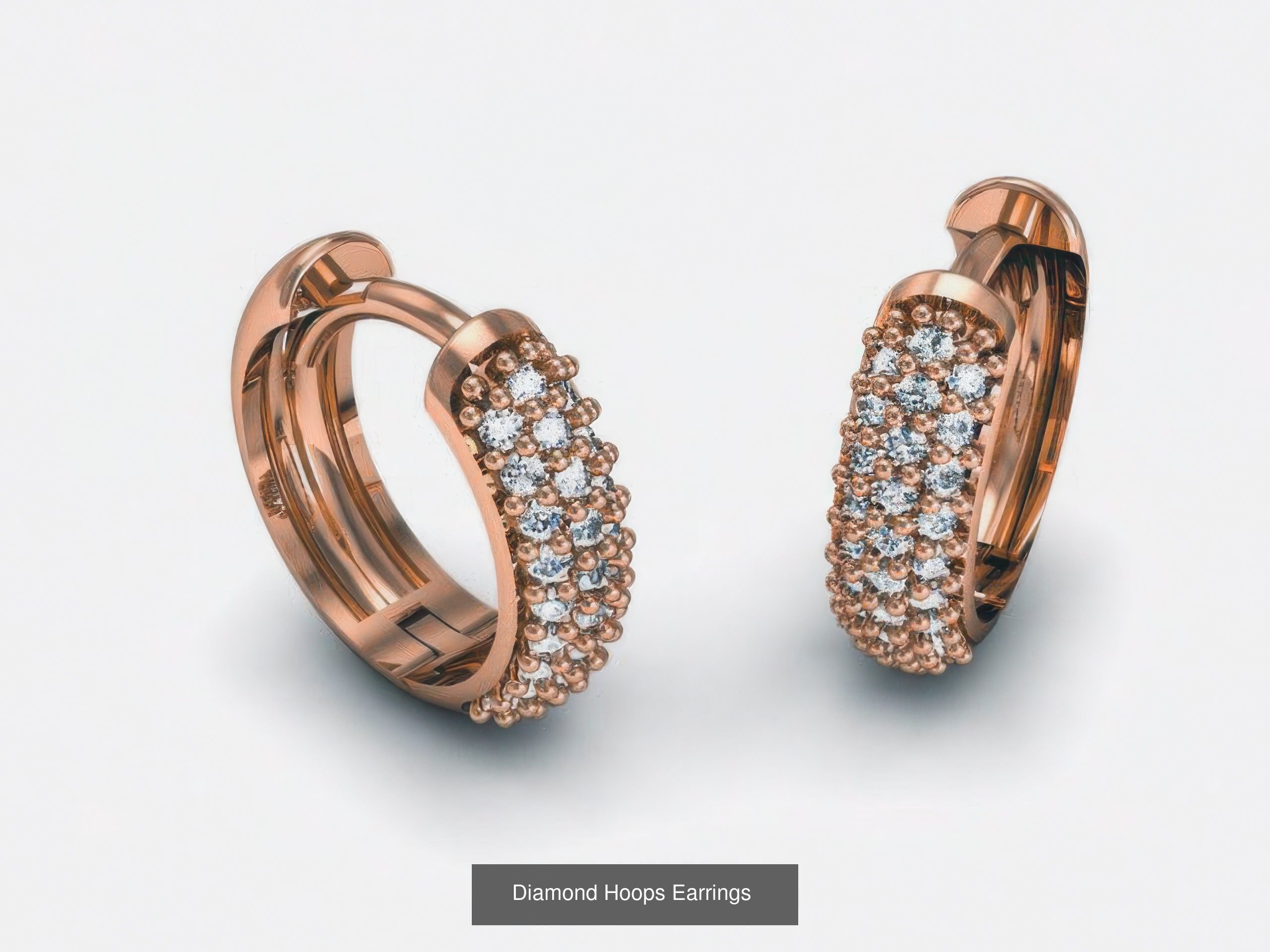 42 Diamond Hoops Earrings 3D print model 3D Model Collection_22