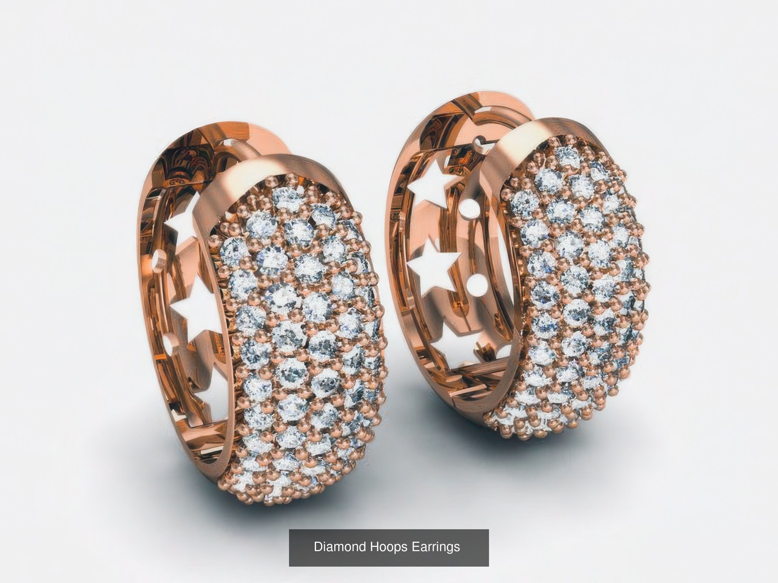 42 Diamond Hoops Earrings 3D print model 3D Model Collection_15
