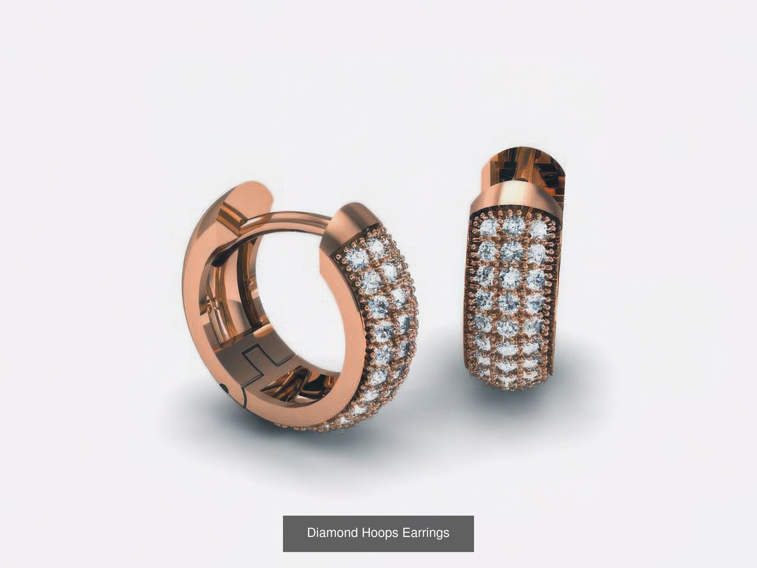 42 Diamond Hoops Earrings 3D print model 3D Model Collection_14