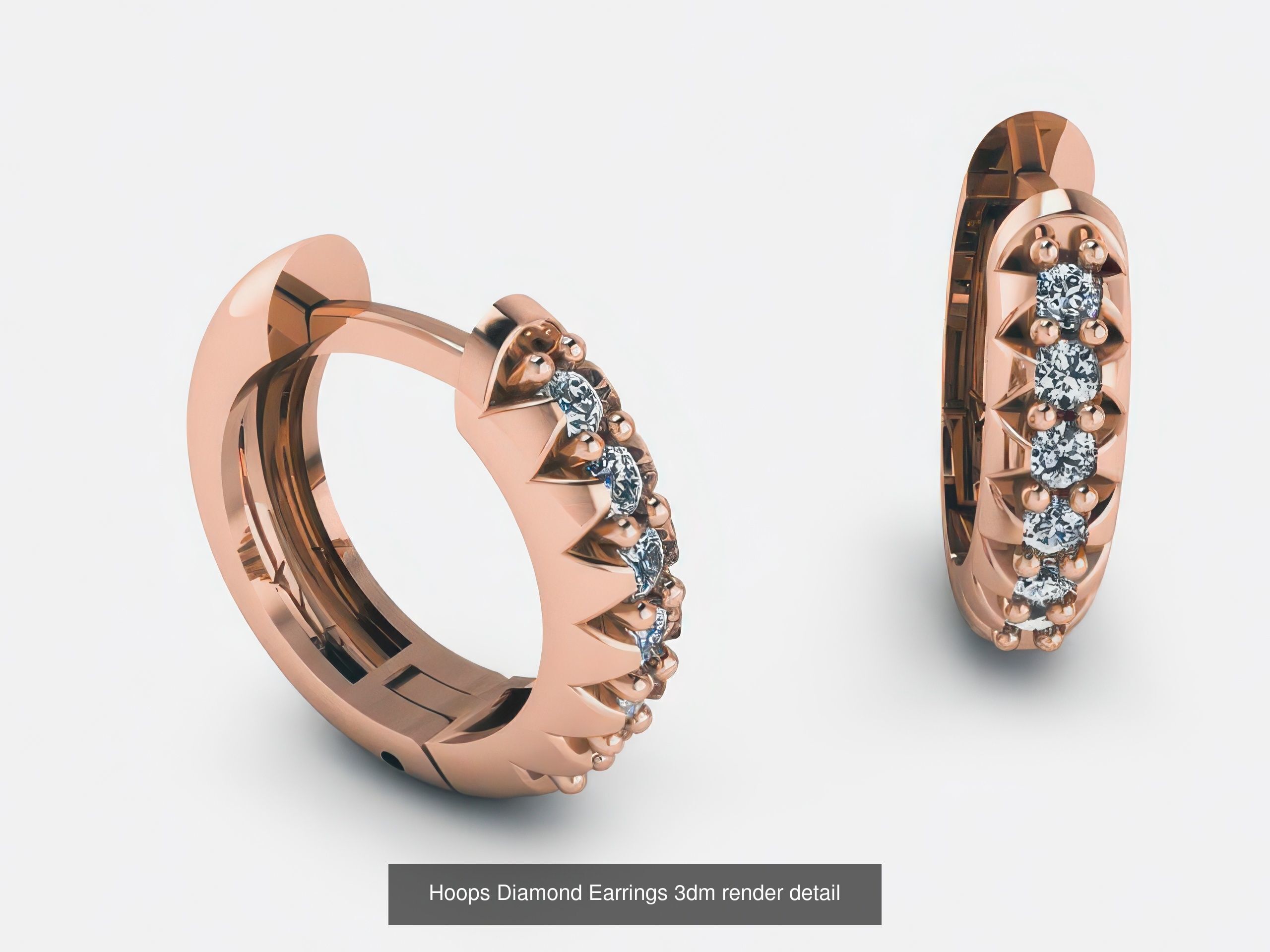 42 Diamond Hoops Earrings 3D print model 3D Model Collection_4