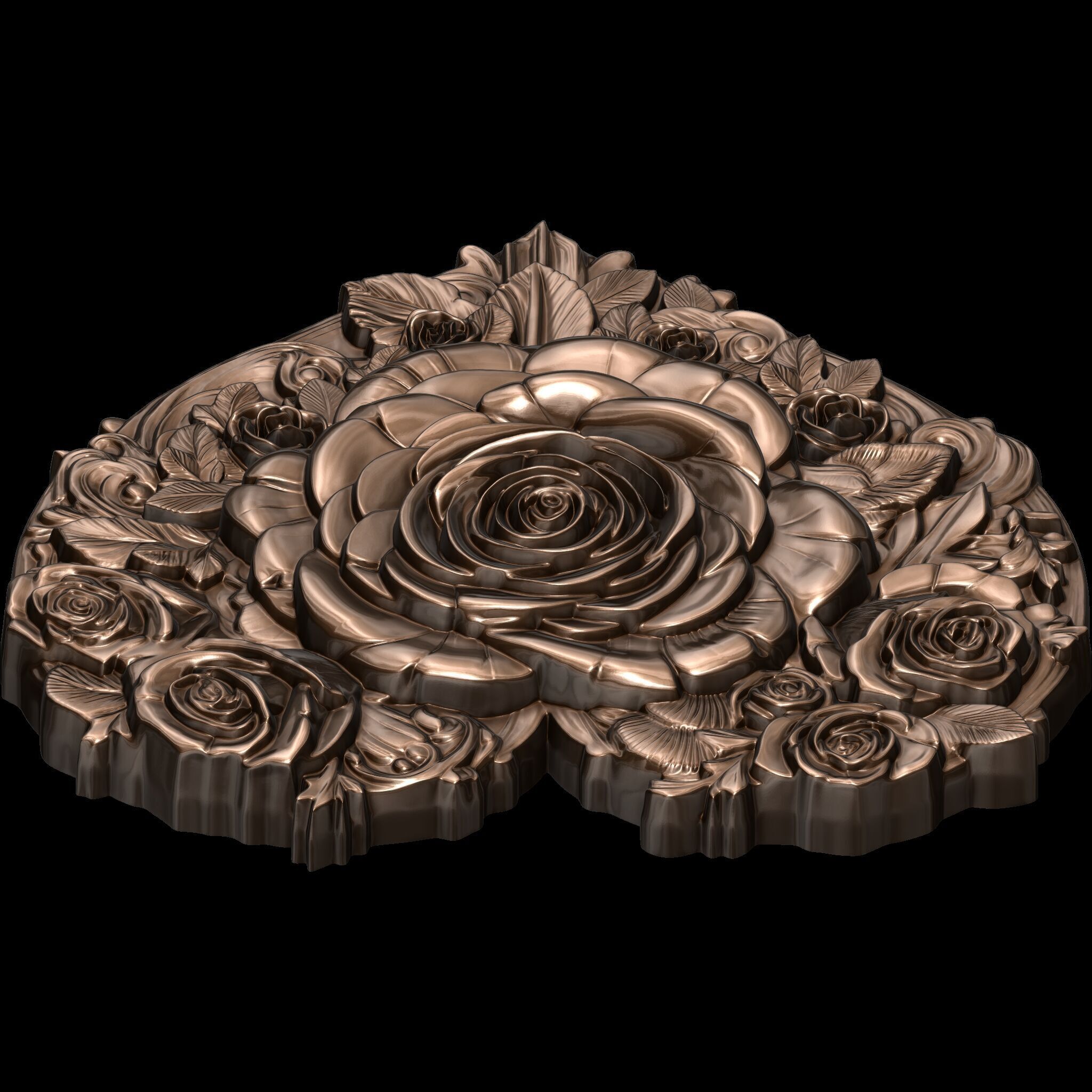 Romantic Heart of Roses Relief No2 STL file for 3d print or CNC 3D print model_4