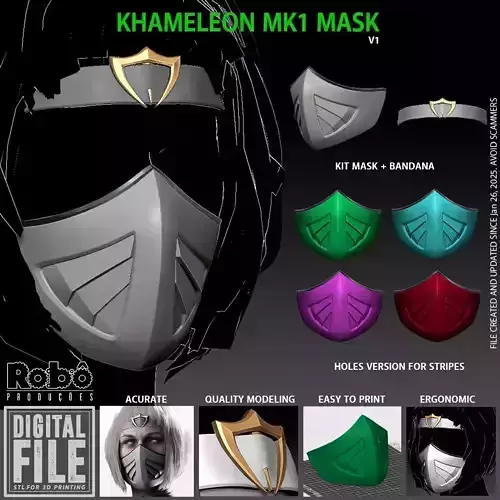 Khameleon Mask Bandana Cosplay Mortal Kombat 3D print model Khameleon Mask Bandana Cosplay Mortal Kombat 3D print model