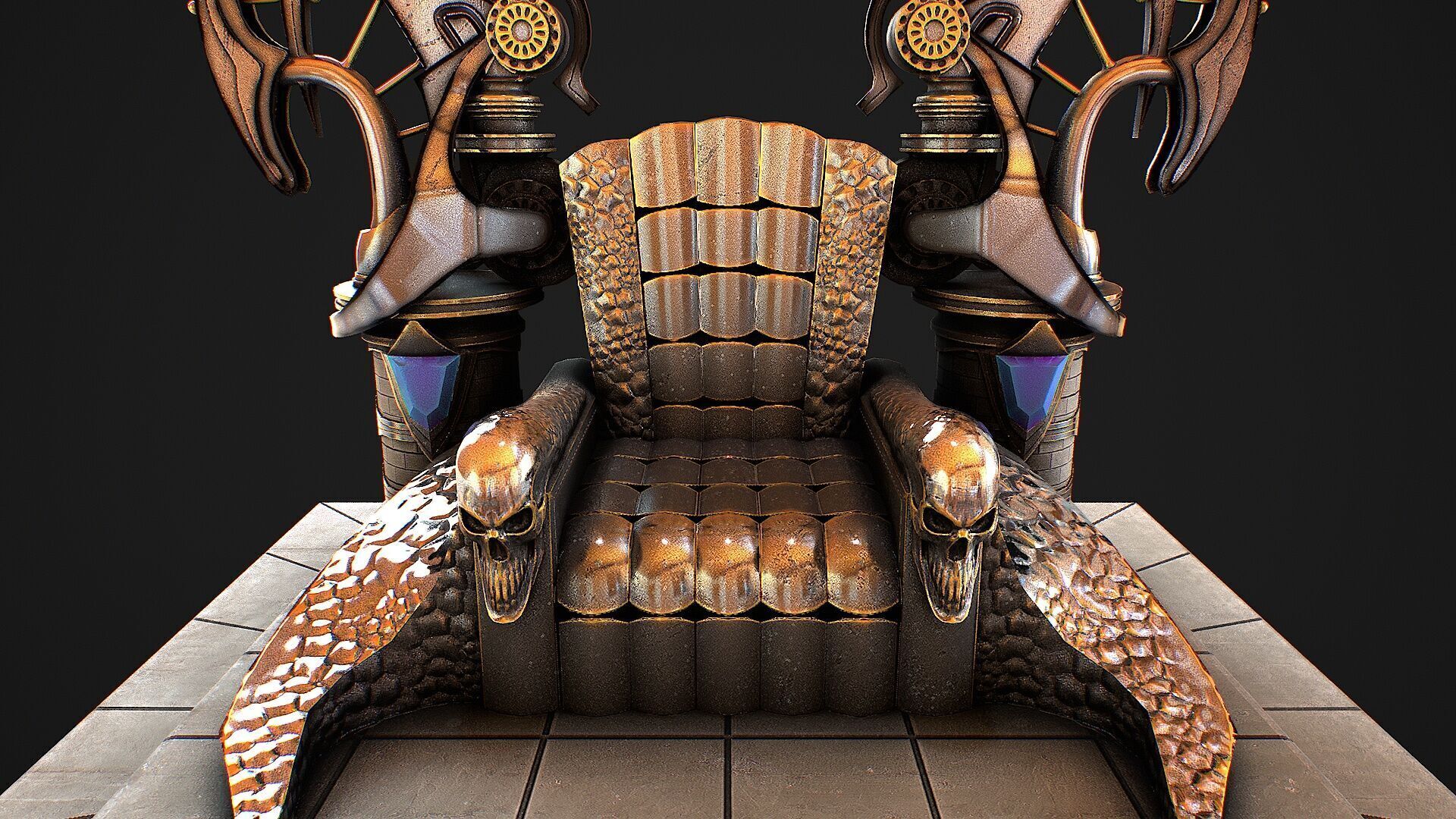 Fantasy Throne Low-poly 3D model_11