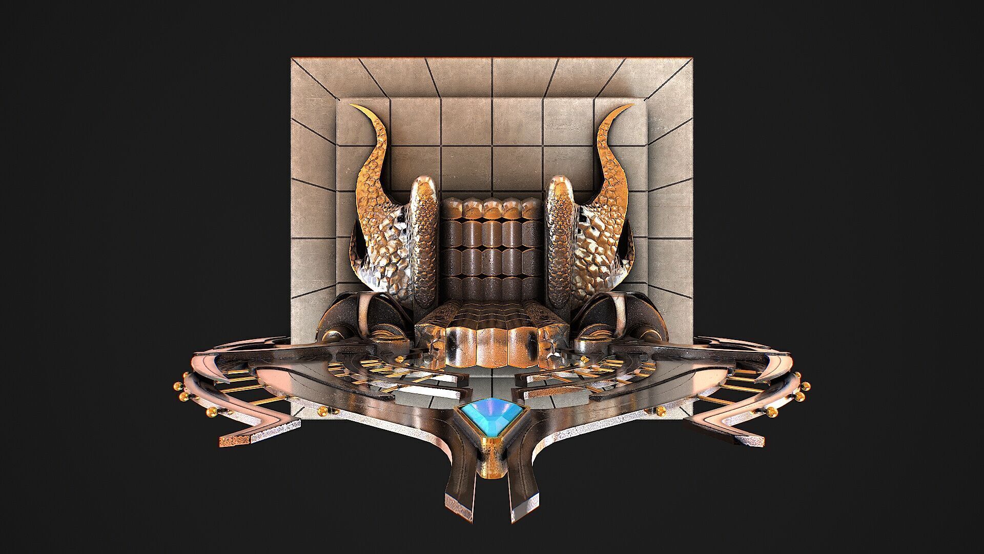 Fantasy Throne Low-poly 3D model_9