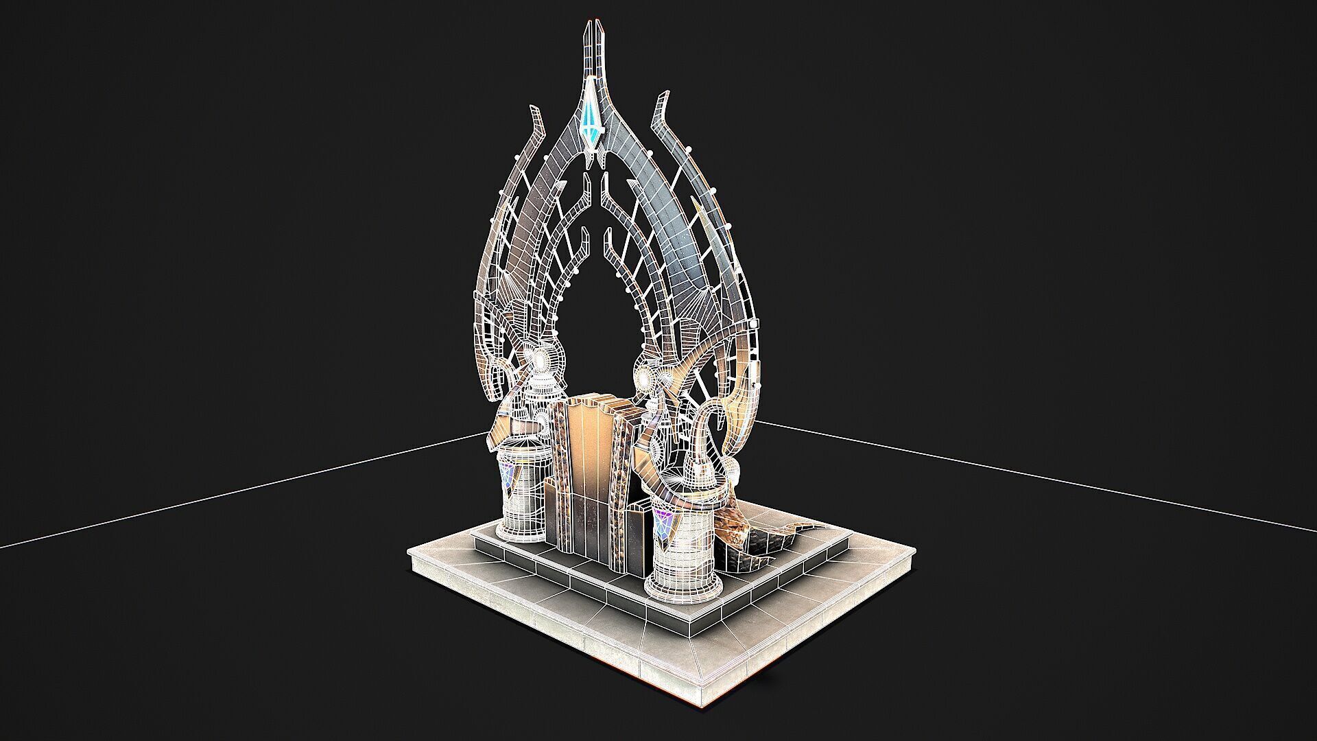 Fantasy Throne Low-poly 3D model_8