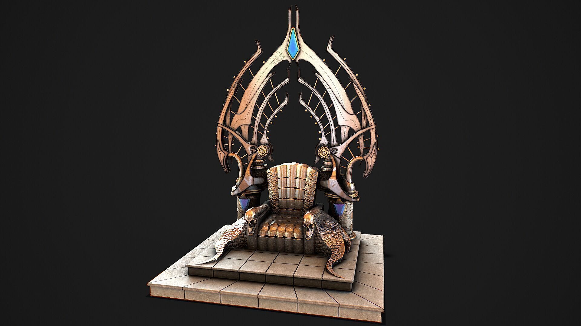 Fantasy Throne Low-poly 3D model_3