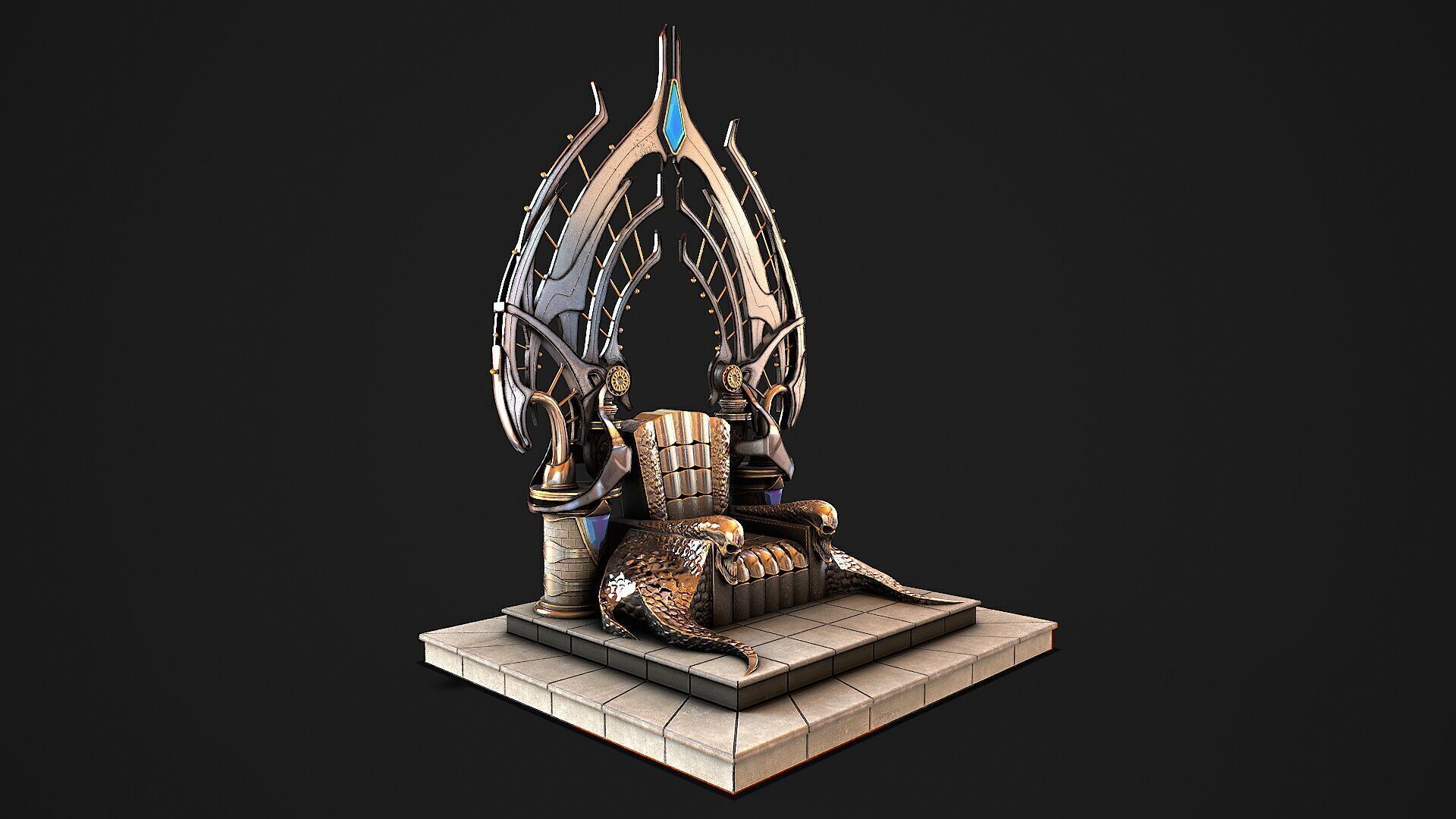 Fantasy Throne Low-poly 3D model_5