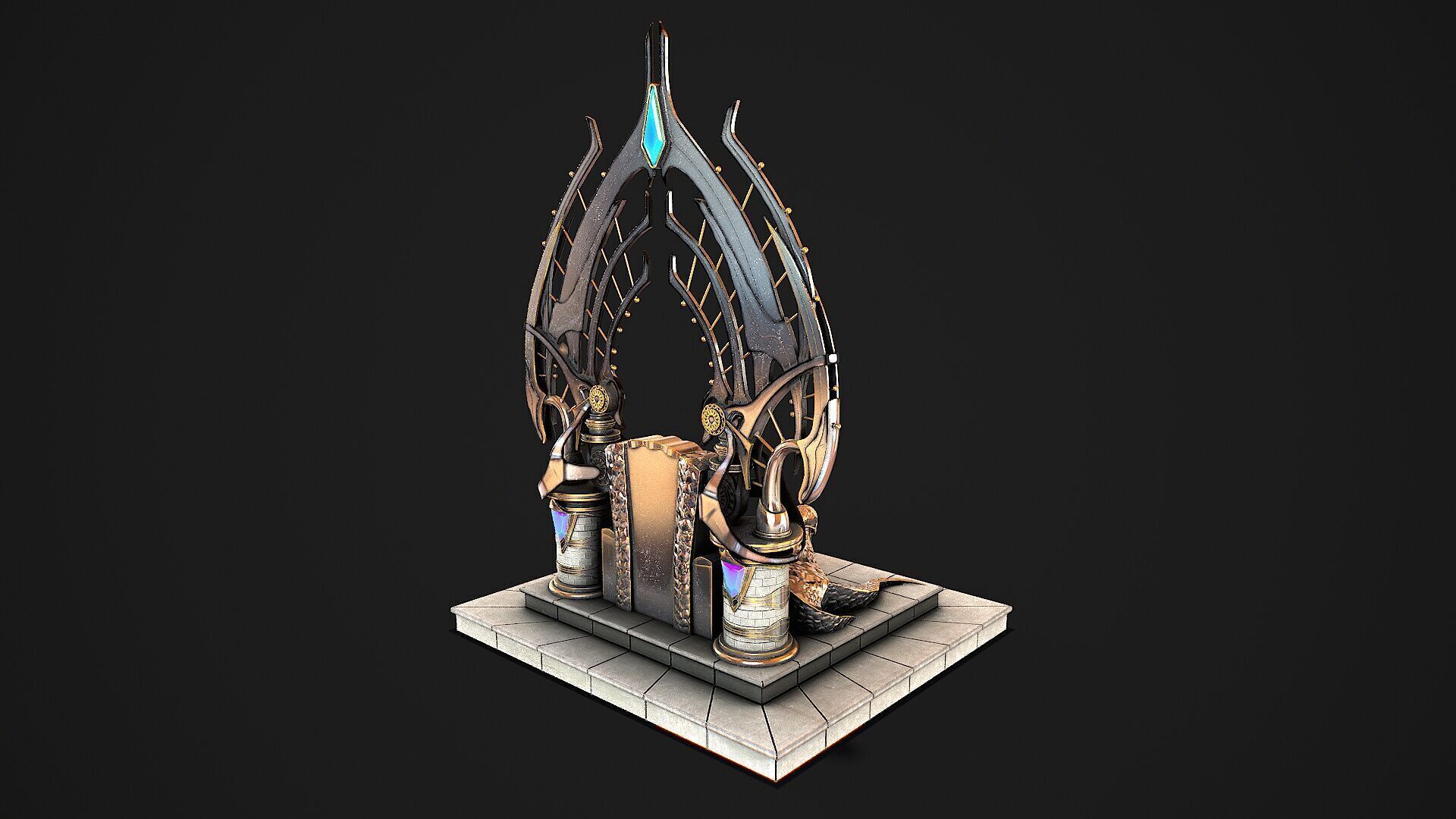Fantasy Throne Low-poly 3D model_7