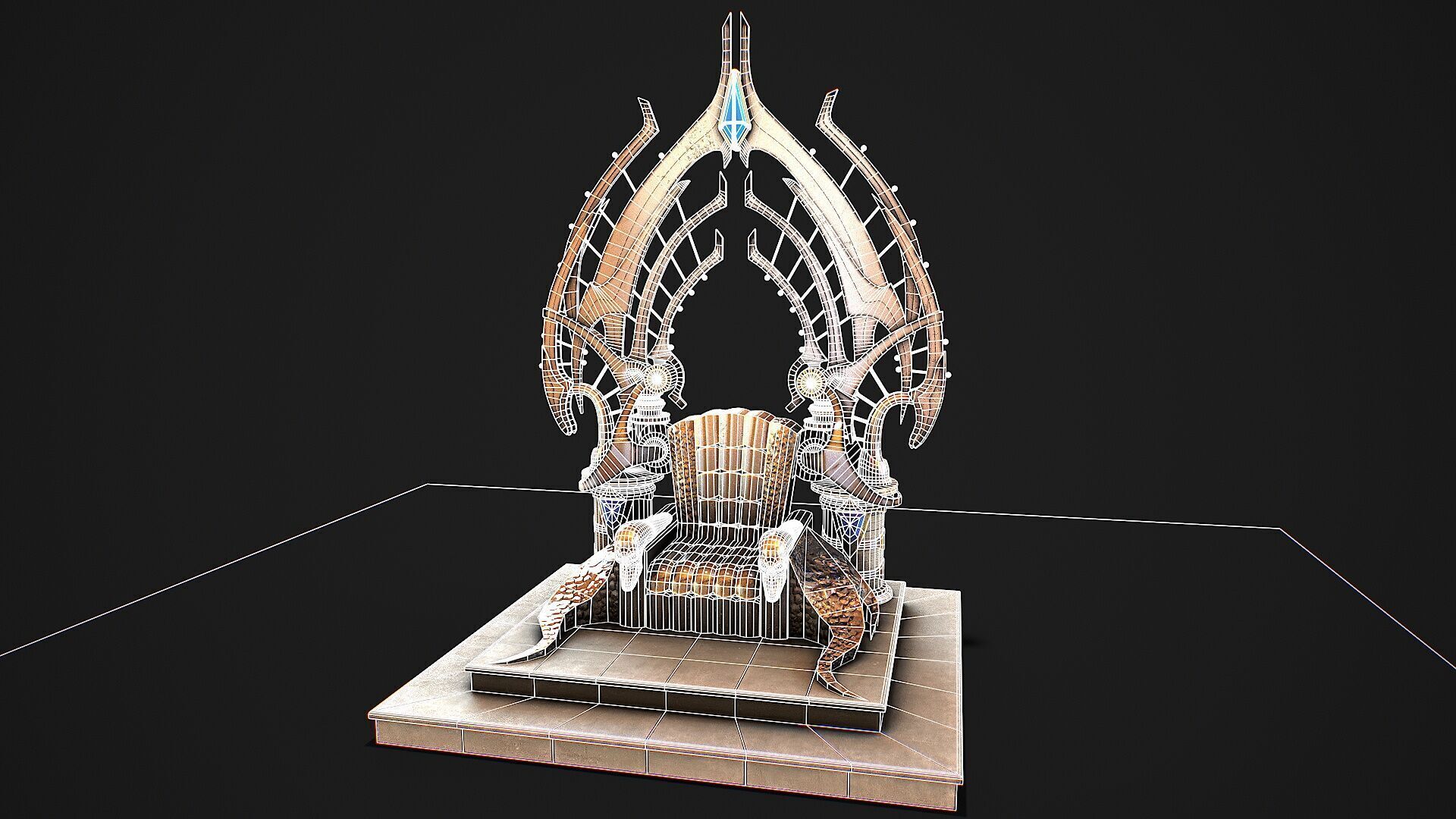 Fantasy Throne Low-poly 3D model_4