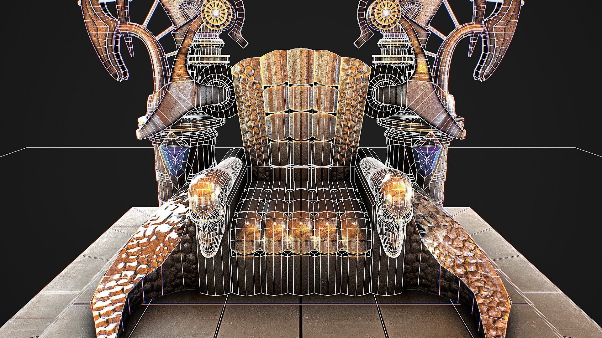 Fantasy Throne Low-poly 3D model_12