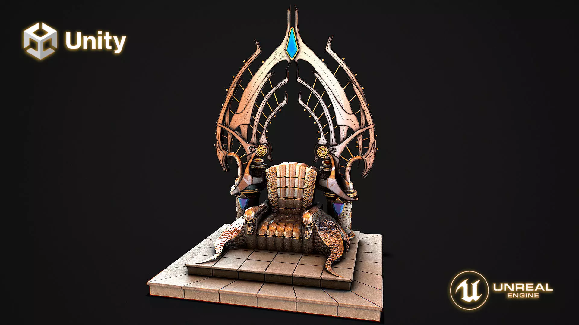 Fantasy Throne Low-poly 3D model_0