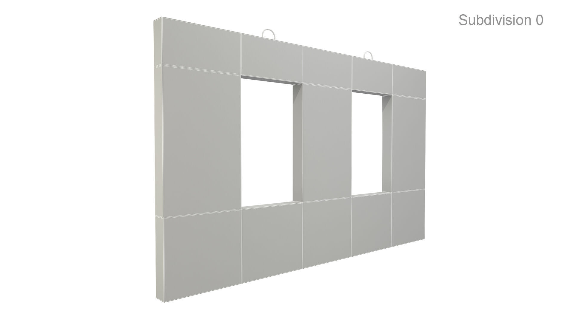 Concrete Wall with Windows 3D model_8